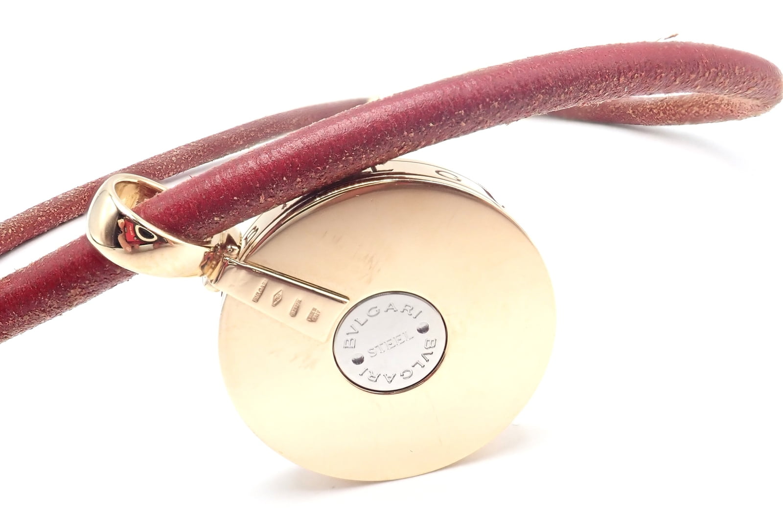 Bulgari Jewelry & Watches:Fine Jewelry:Necklaces & Pendants Bvlgari Bulgari Optical Illusion 18K Gold Steel Spinning MOP Pendant Necklace