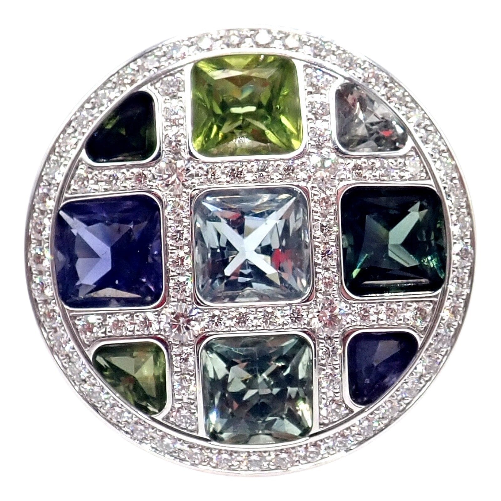 Cartier Pasha 18k White Gold Diamond Color Stone Ring Box + Papers sz 6 52 | Fortrove