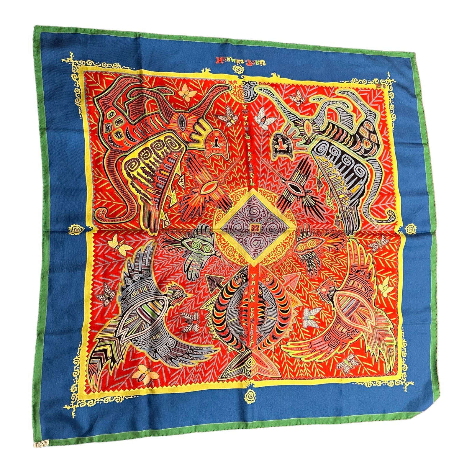 Authentic! Hermes Carre Peuple De Panama Vintage 90cm Mutlicolor Silk Scarf | Fortrove