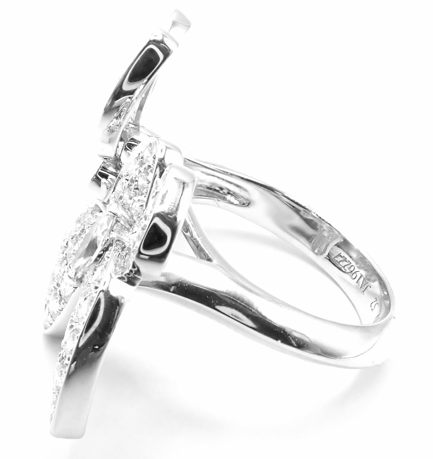 Cartier Jewelry & Watches:Fine Jewelry:Rings Van Cleef & Arpels 18k White Gold Diamond Two Butterfly Between Finger Ring