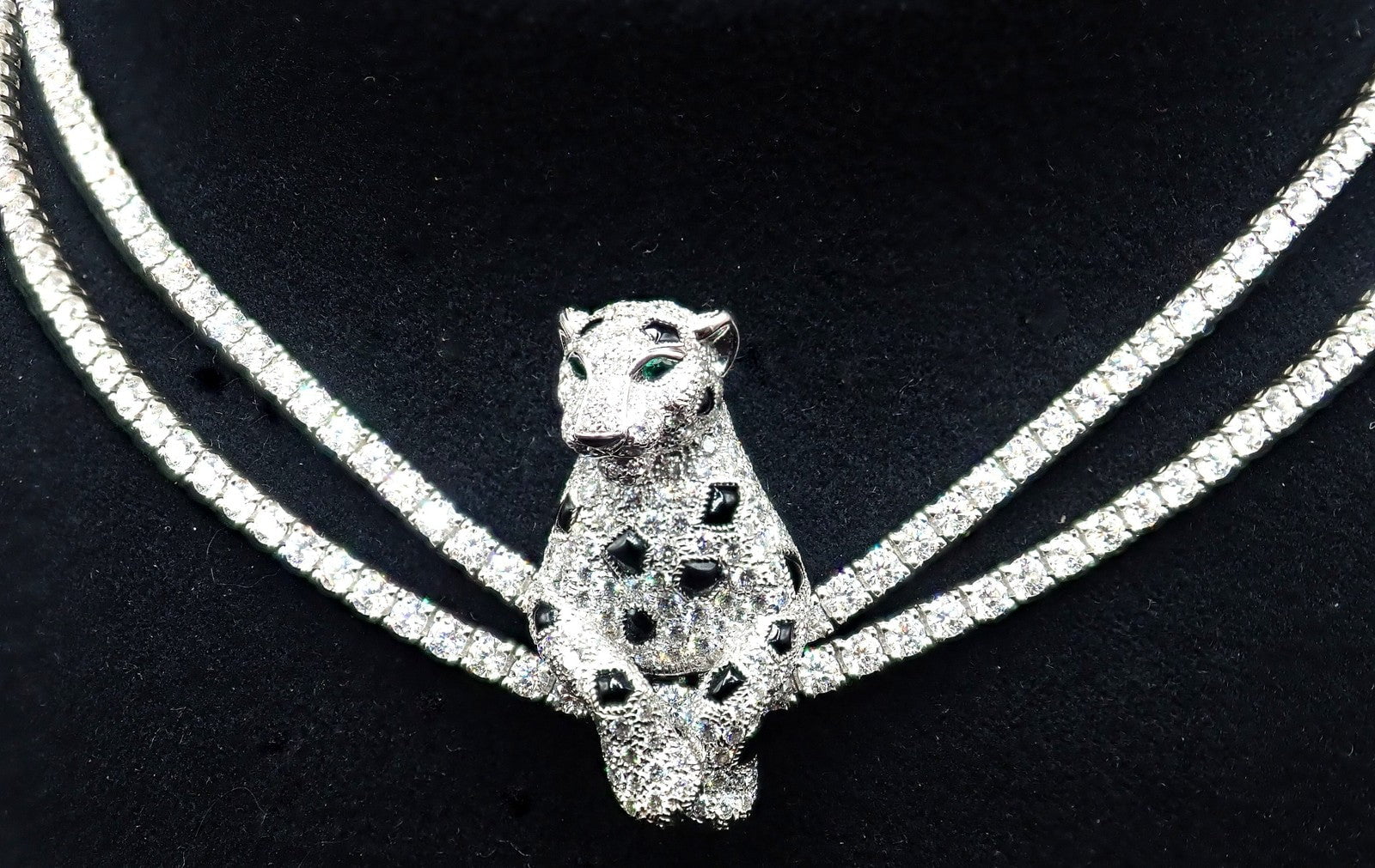 Panthere de Cartier Panther 18k Gold Multi-Wear Paved Diamond Necklace Paper Box | Fortrove