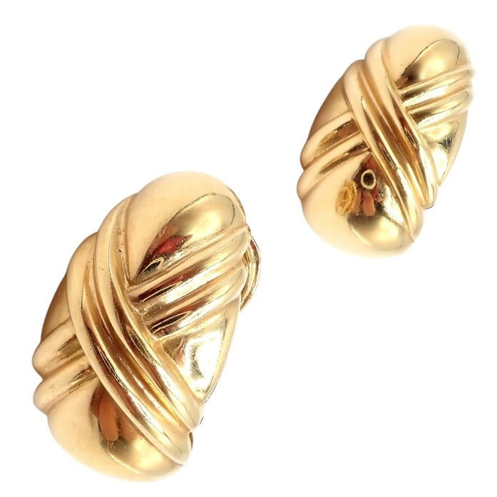Bulgari Jewelry & Watches:Fine Jewelry:Earrings Authentic! Vintage Bulgari Bvlgari 18k Yellow Gold Roma Tear Drop Hoop Earrings