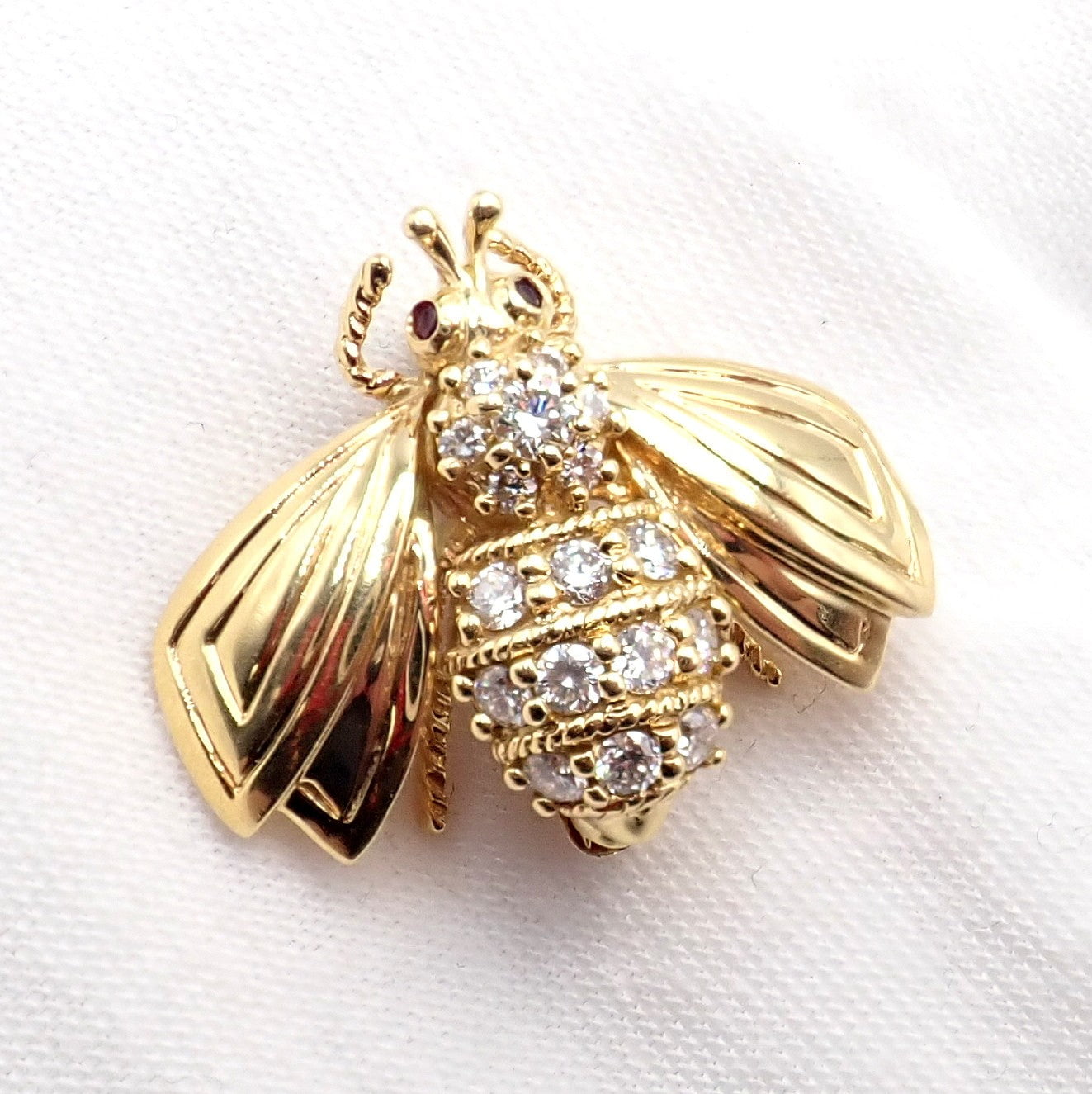Tiffany & Co. Jewelry & Watches:Fine Jewelry:Brooches & Pins Authentic! Tiffany & Co 18k Yellow Gold Bee Fly Insect Diamond Pin Brooch