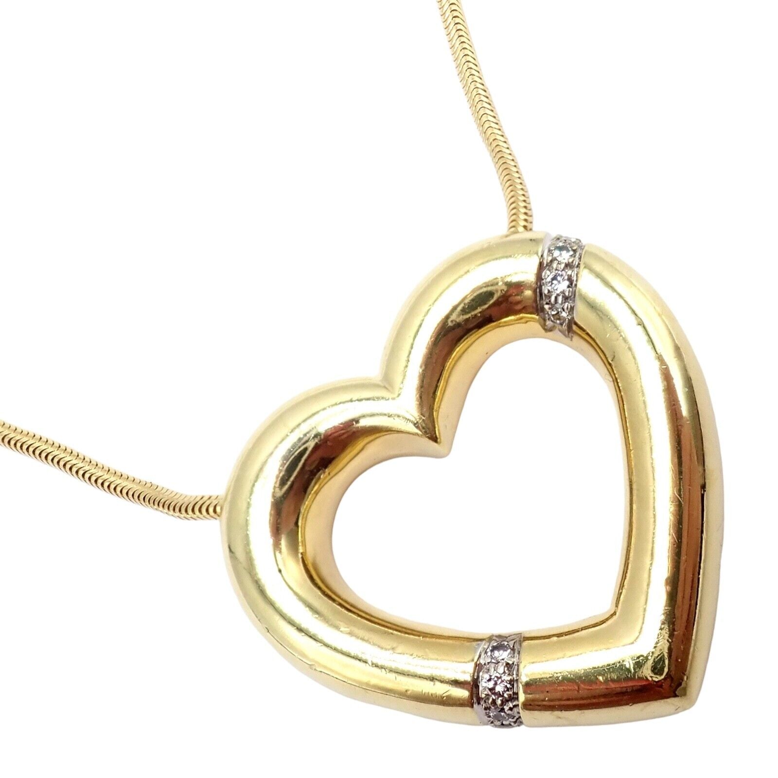Vintage Tiffany & Co Picasso 18k Yellow Gold Diamond Large Heart Necklace | Fortrove