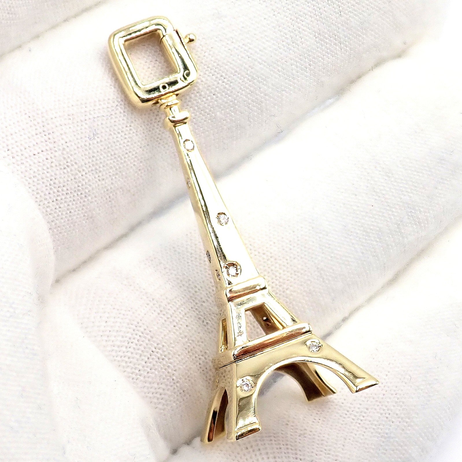 Vintage Louis Vuitton 18k Yellow Gold Large Eiffel Tower Diamond Charm Pendant | Fortrove