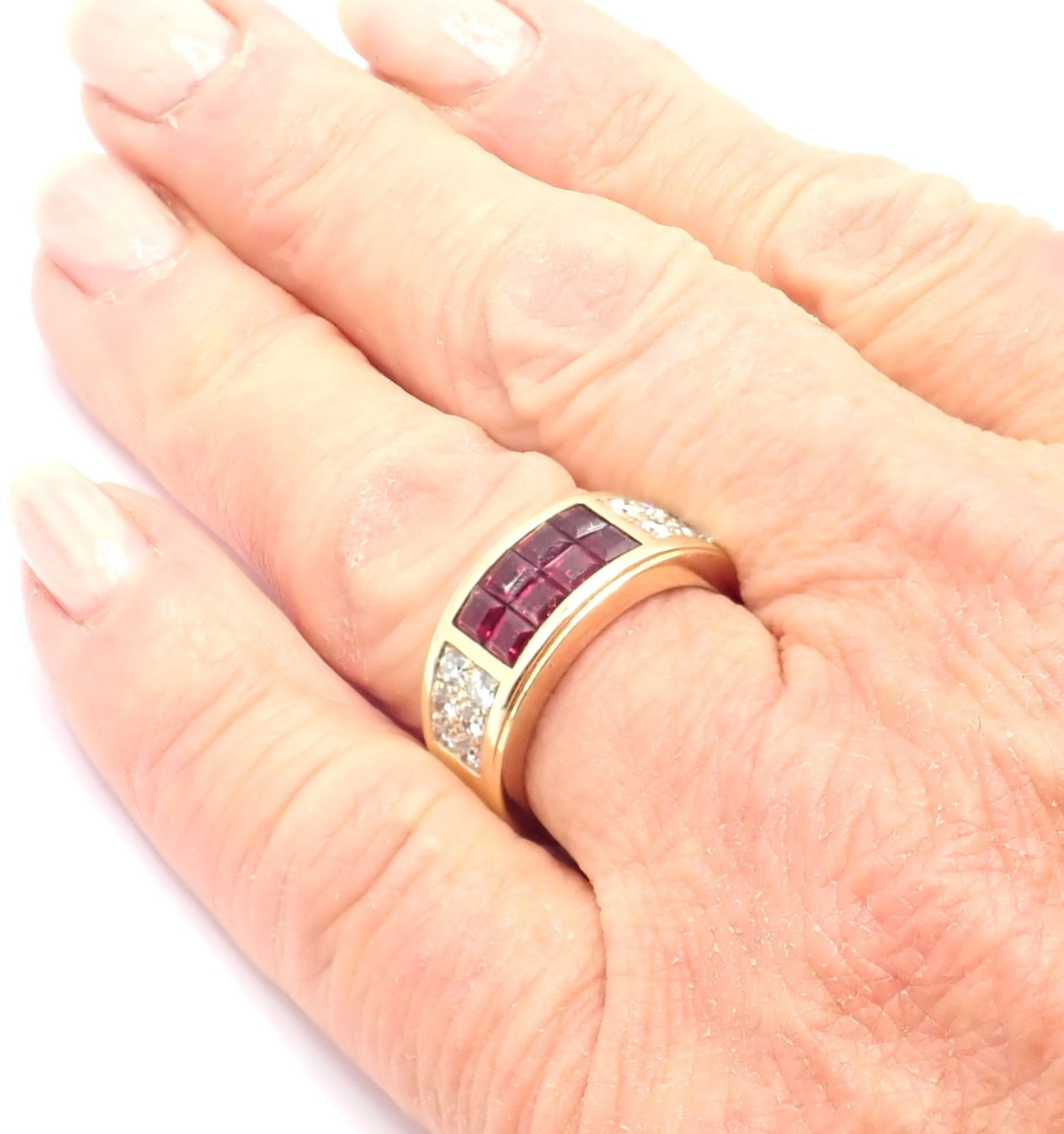 Cartier Jewelry & Watches:Fine Jewelry:Rings Authentic Cartier Diabolo 18k Yellow Gold Diamond Invisible Ruby Band Ring
