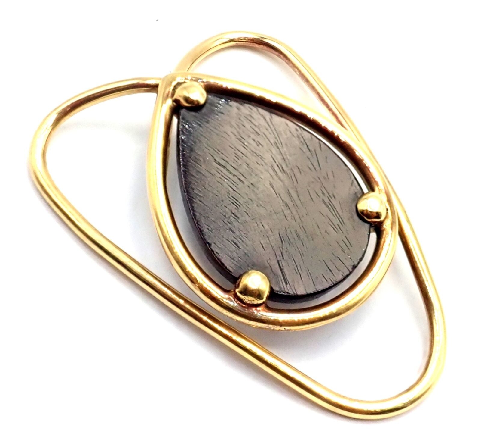 Vintage! Authentic Van Cleef & Arpels 18k Yellow Gold LetterWood Money Clip | Fortrove