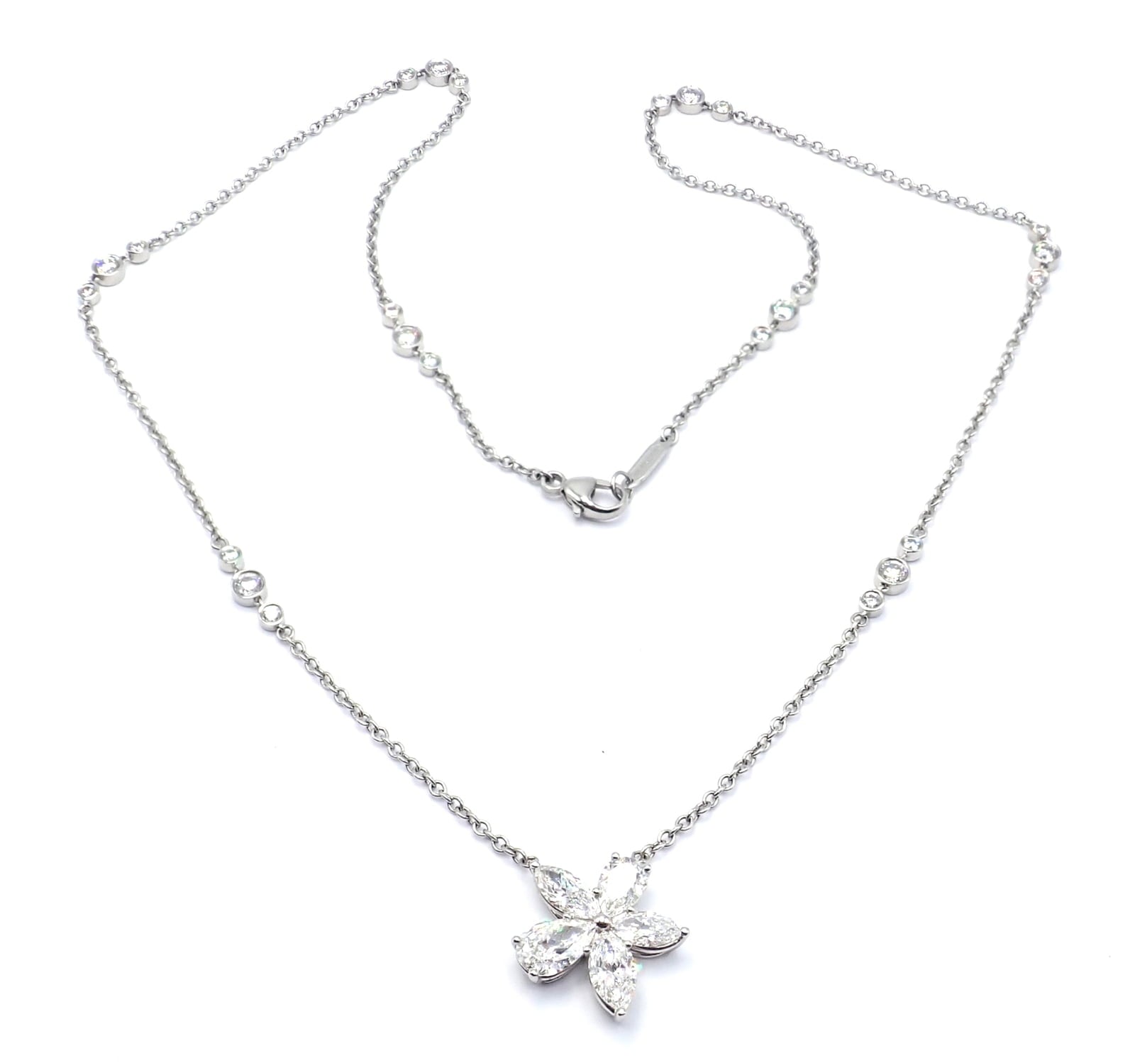 Tiffany & Co. Jewelry & Watches:Fine Jewelry:Necklaces & Pendants Authentic! Tiffany & Co Victoria Platinum Diamond Mixed Cluster Pendant Necklace