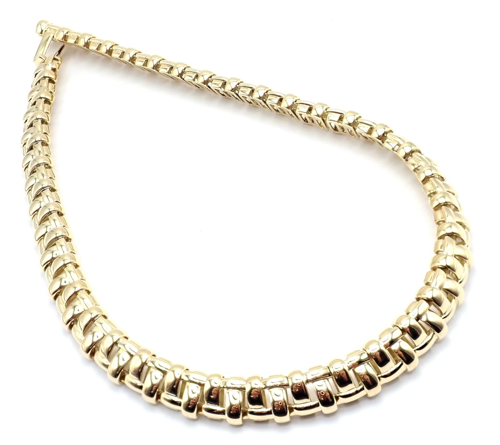 Authentic! Tiffany & Co Vannerie 18k Yellow Gold Basket Weave Necklace 2002 | Fortrove