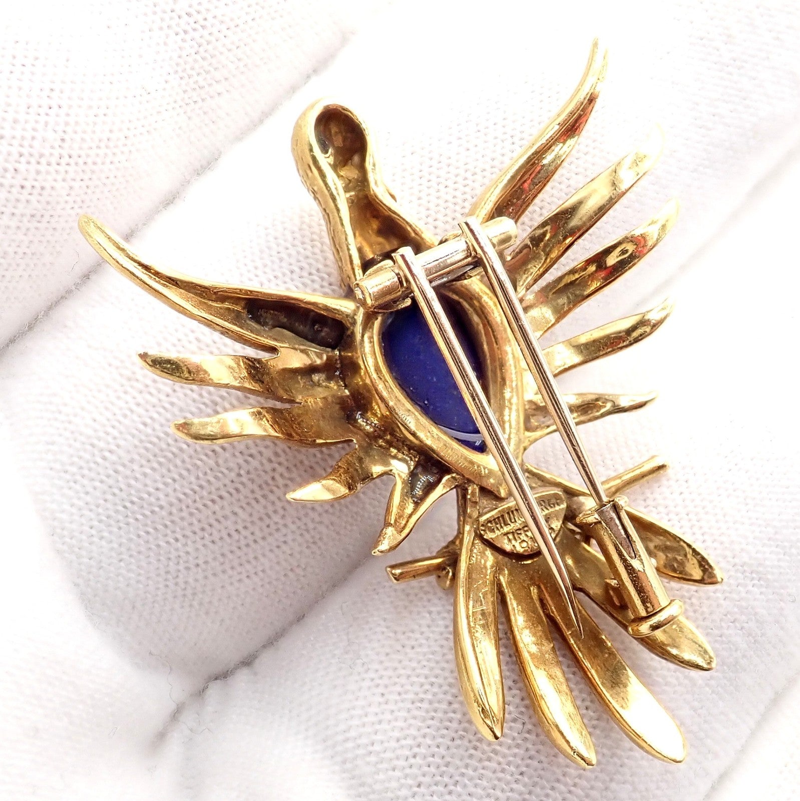 Rare! Tiffany & Co Schlumberger 18k Yellow Gold Lapis Phoenix Brooch Pin 1960's | Fortrove