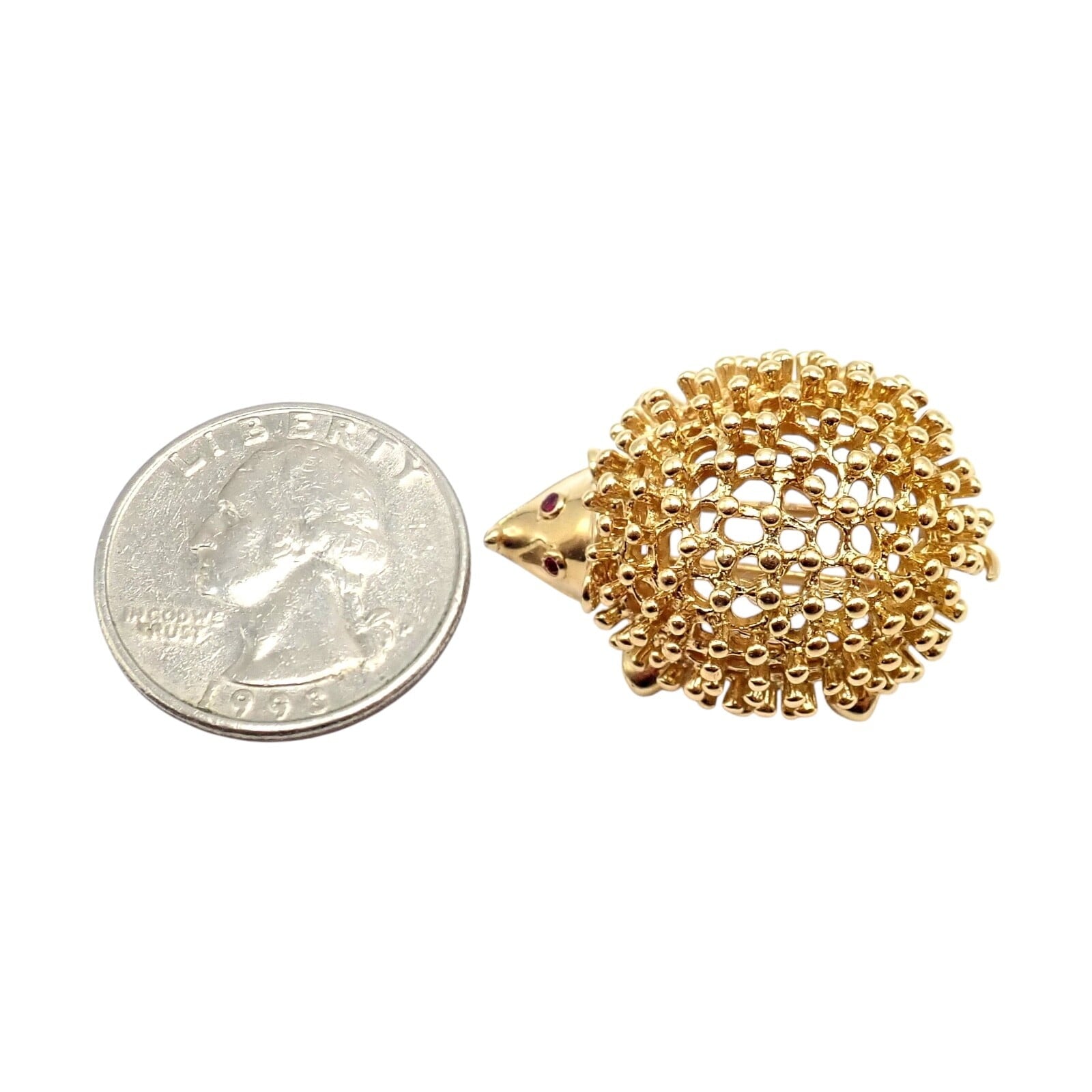 Vintage! Tiffany & Co Schlumberger 18k Yellow Gold Hedgehog Ruby Brooch Pin | Fortrove