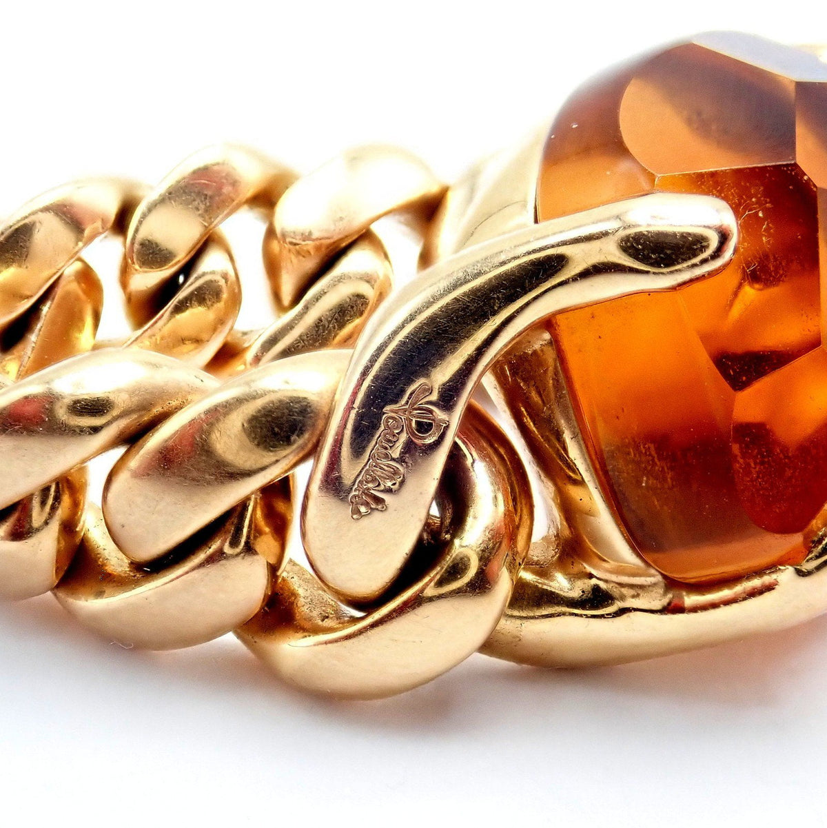 Pomellato Jewelry & Watches:Fine Jewelry:Rings Authentic! Pomellato 18k Yellow Gold Lola Madeira Curb Link Citrine Ring Sz 5