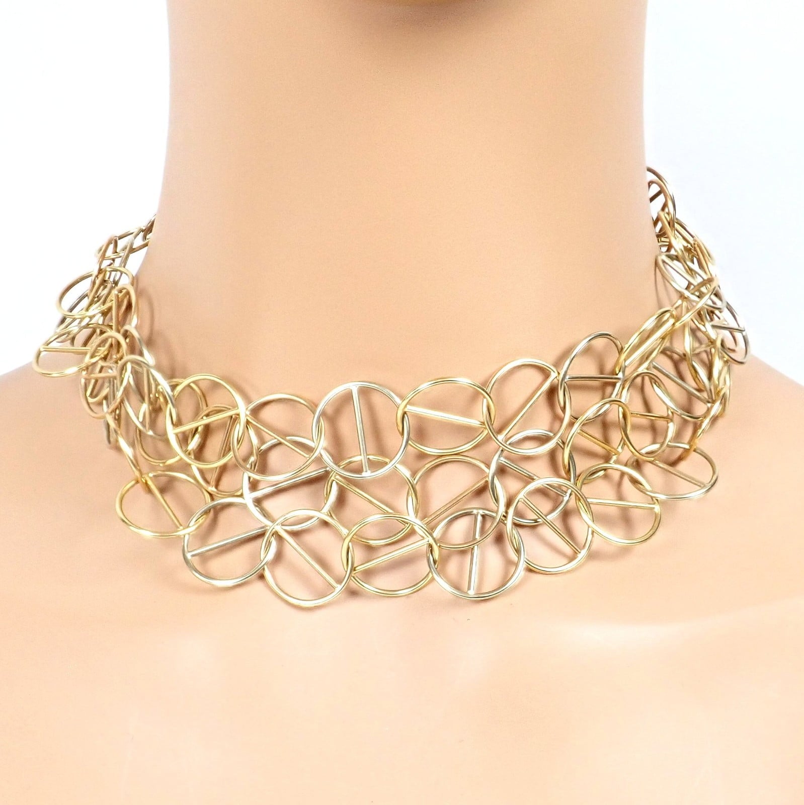 Hermes Jewelry & Watches:Fine Jewelry:Necklaces & Pendants Hermes Caleche 18k Yellow Gold Extra Long or Layered Circle Necklace + Box