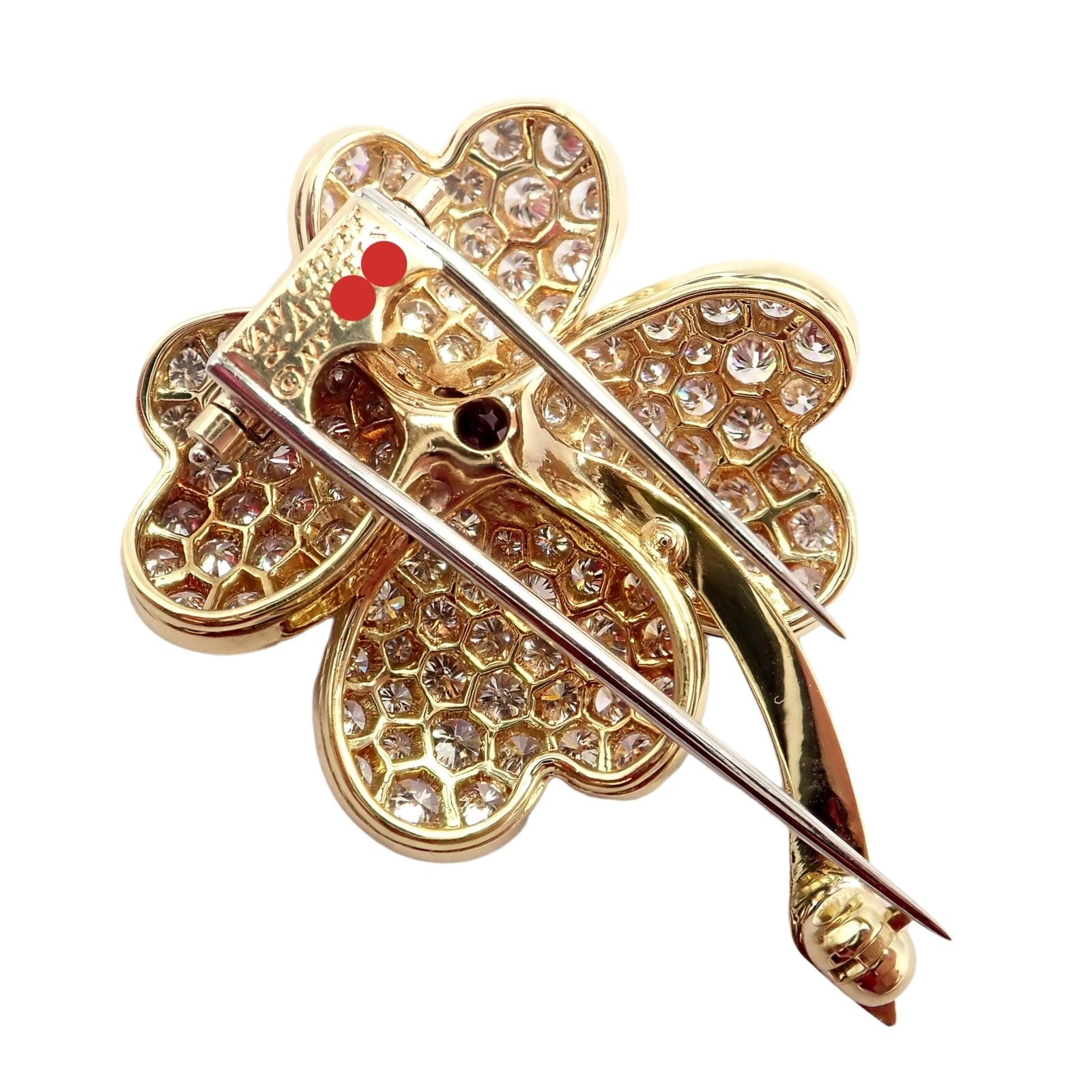 Van Cleef & Arpels Jewelry & Watches:Fine Jewelry:Brooches & Pins Vintage! Van Cleef & Arpels Cosmos 18k Yellow Gold Diamond Ruby Brooch Pendant