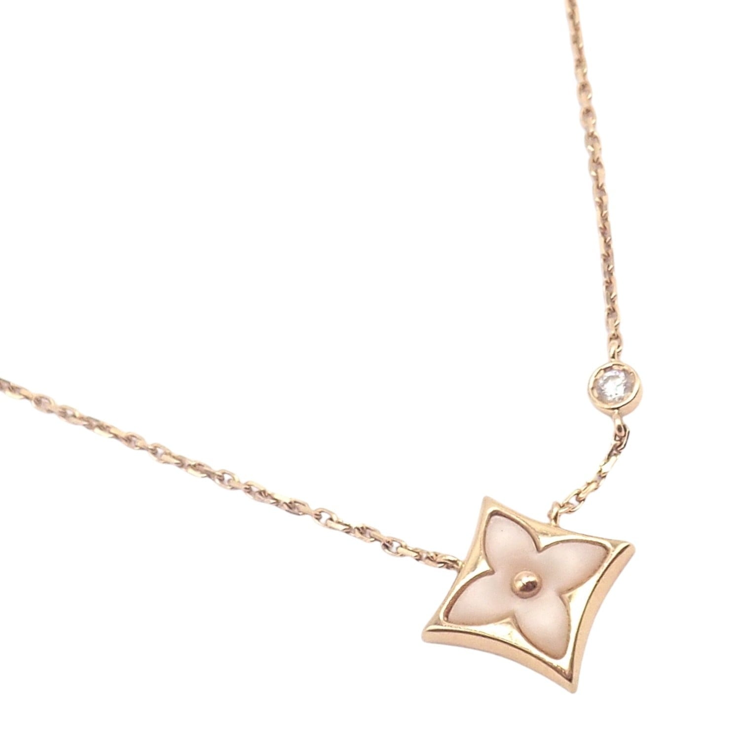 Louis Vuitton Jewelry & Watches:Fine Jewelry:Necklaces & Pendants Authentic! Louis Vuitton 18k Rose Gold Diamond Mother Of Pearl Blossom Necklace