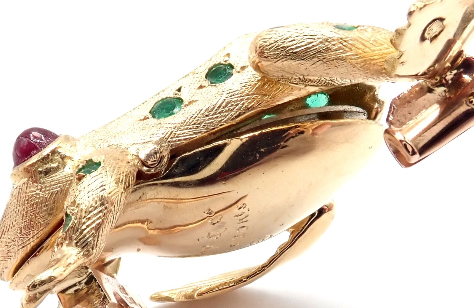 Vintage! Tiffany & Co. France 20k Yellow Gold Ruby Emerald Frog Pin Brooch | Fortrove