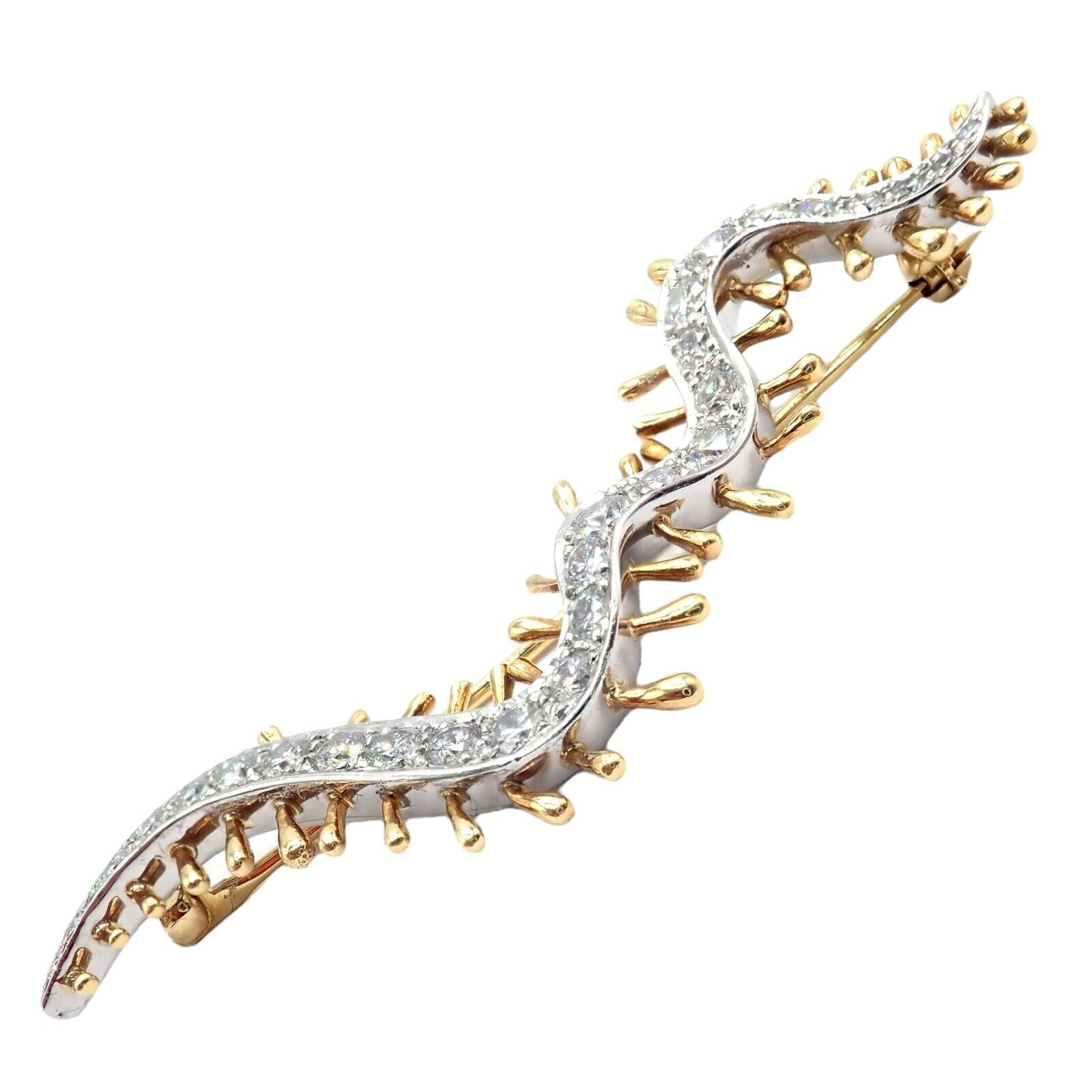 Vintage Tiffany & Co. Platinum 18k Yellow Gold Diamond Centipede Pin Brooch 1988 | Fortrove