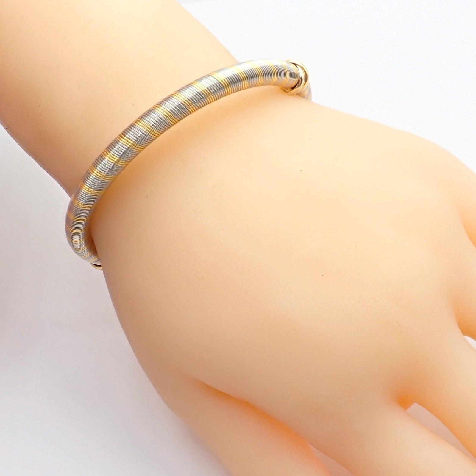 Authentic Vintage Cartier 18k Yellow Gold + Steel Bangle Trinity Bracelet | Fortrove