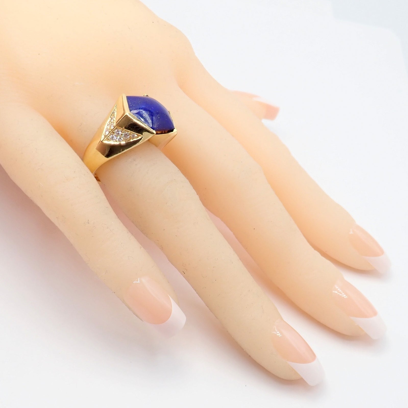 Julius Cohen Jewelry & Watches:Fine Jewelry:Rings Authentic! Julius Cohen 18k Yellow Gold Diamond Lapis Ring