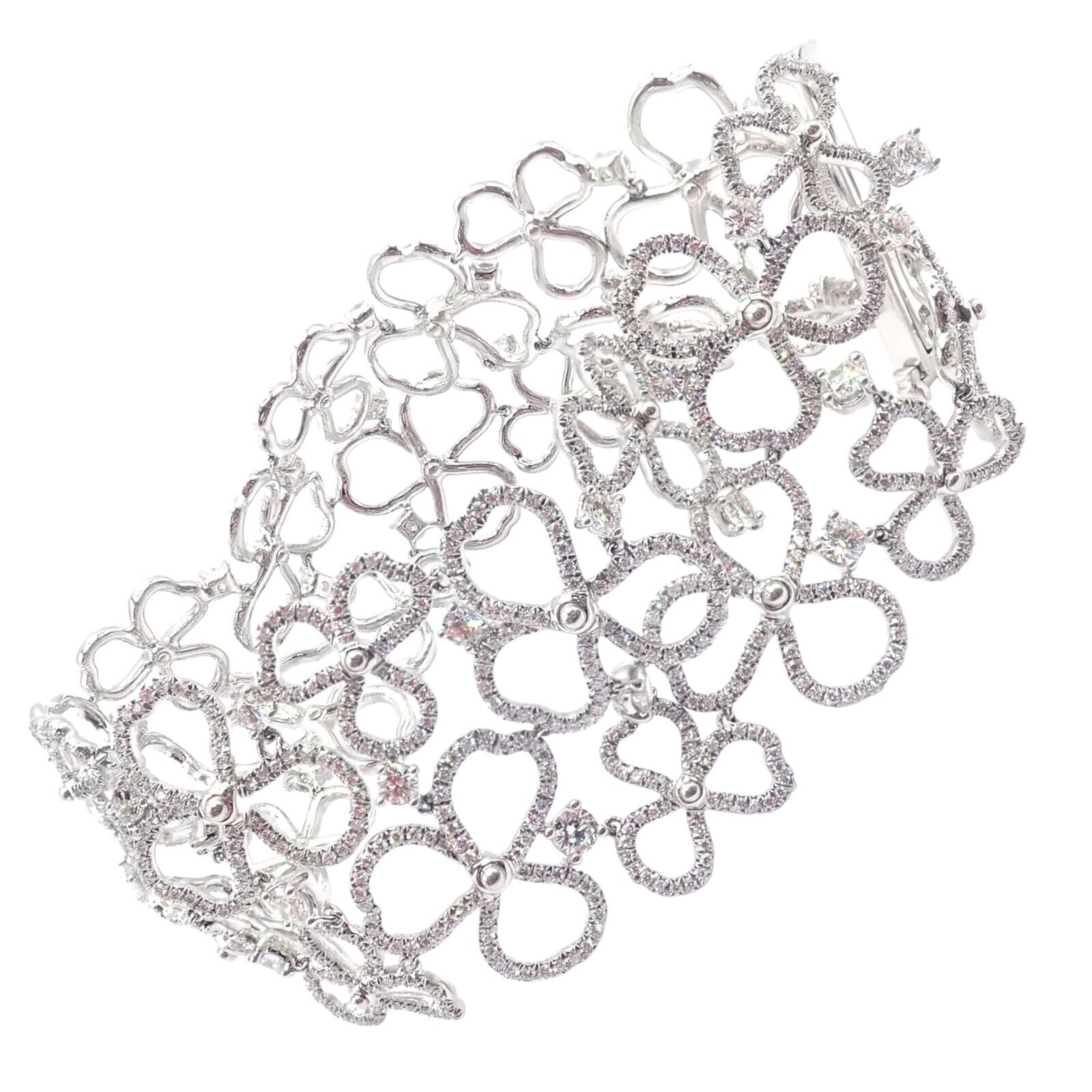 Authentic! Tiffany & Co Paper Flowers Platinum Diamond Wide Bracelet | Fortrove