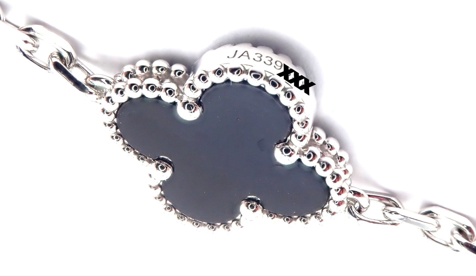 Van Cleef & Arpels 18k Gold 20 Motif Vintage Alhambra Diamond Onyx Necklace Cert | Fortrove