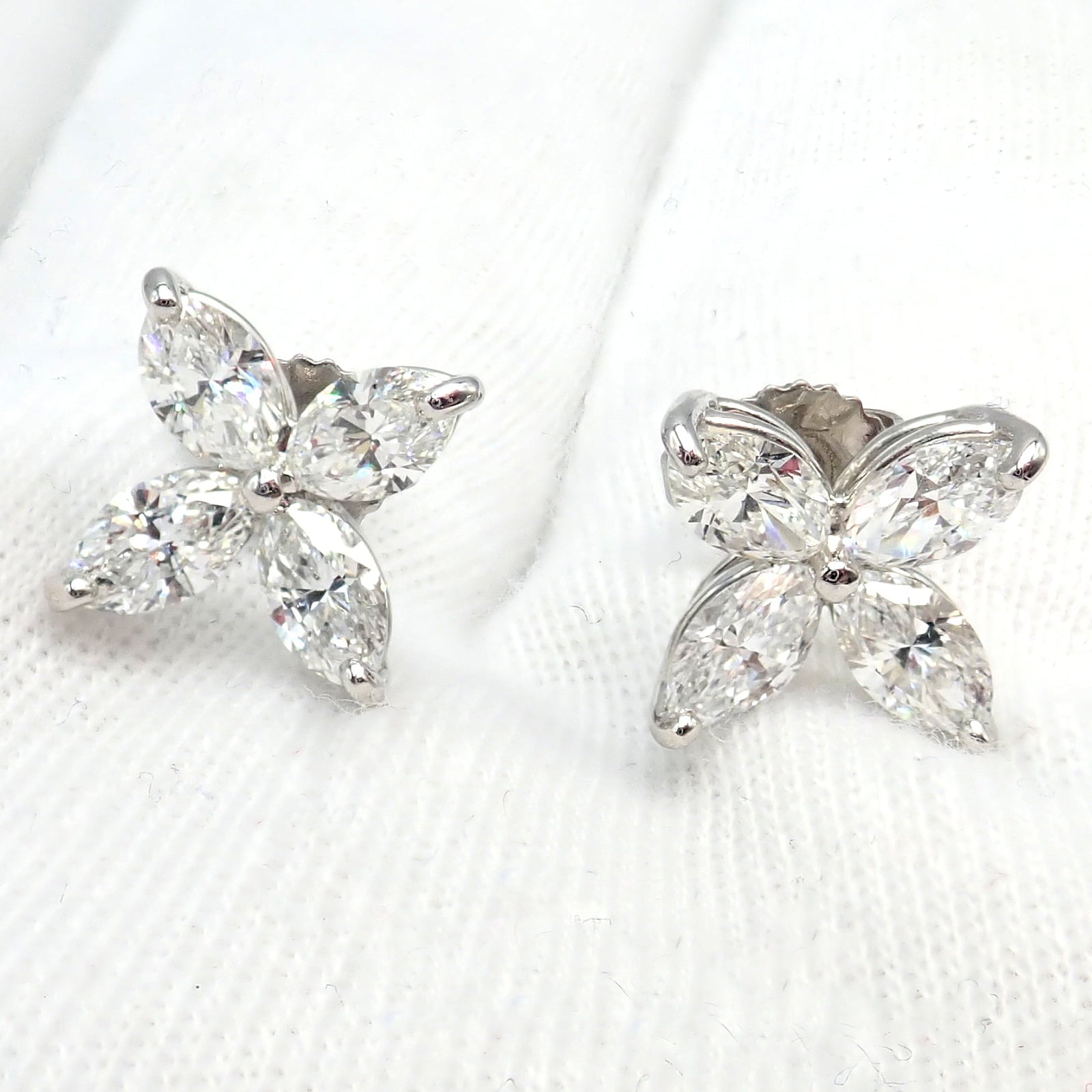 Tiffany & Co. Jewelry & Watches:Fine Jewelry:Earrings Authentic! Tiffany & Co Platinum Victoria Marquise Cut Diamond Large Earrings