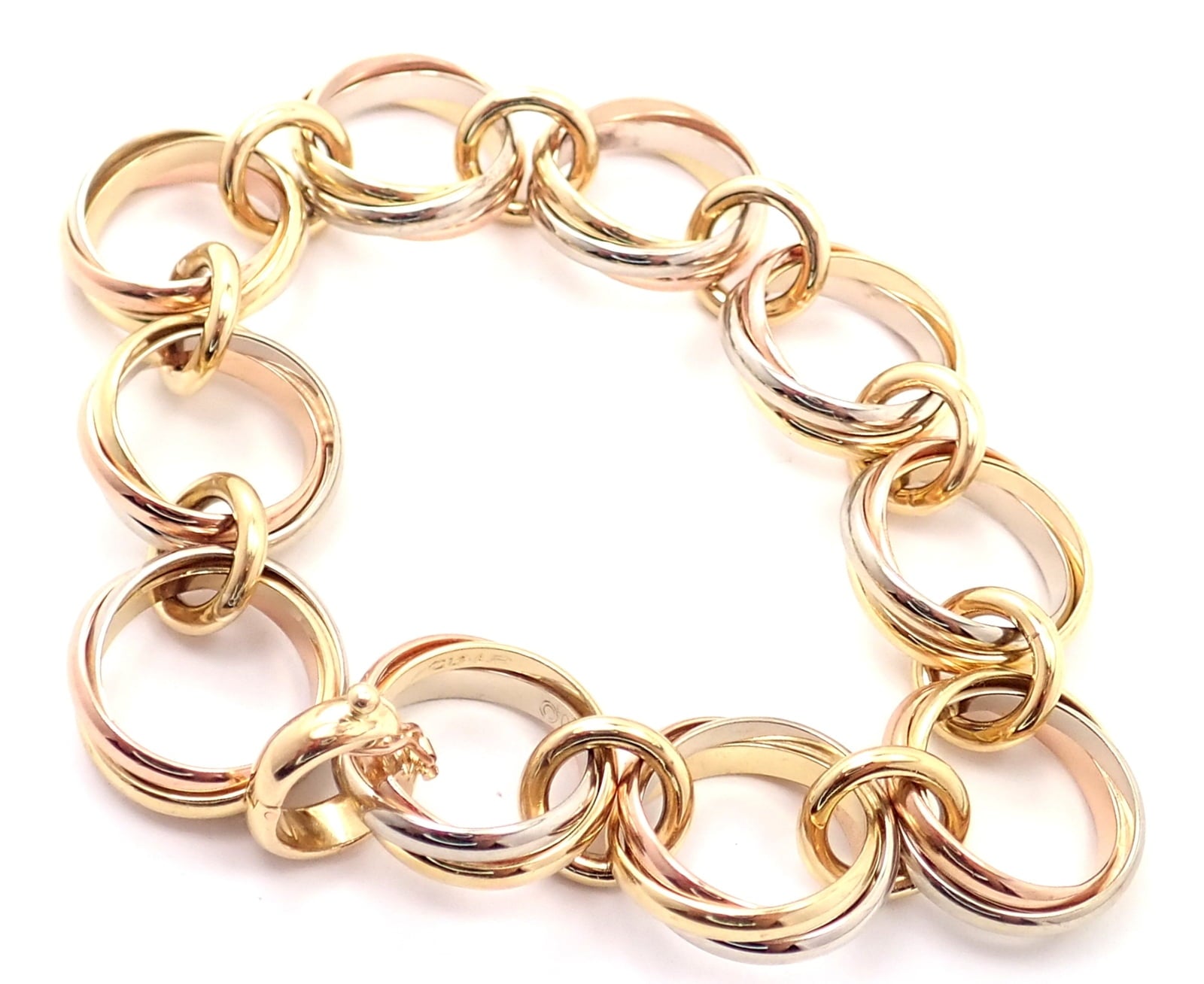 Cartier Jewelry & Watches:Fine Jewelry:Bracelets & Charms Authentic! Cartier Trinity 18k Multi Color Gold Round Wide Link Bracelet