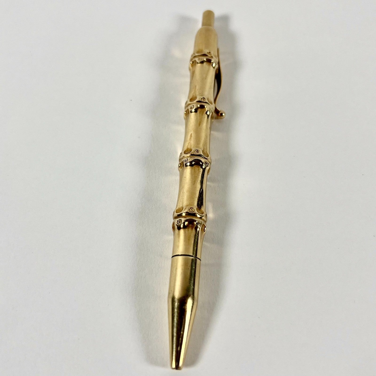 Vintage 1940's Louis Tamis Bamboo Pen 14K Solid Yellow Gold | Fortrove