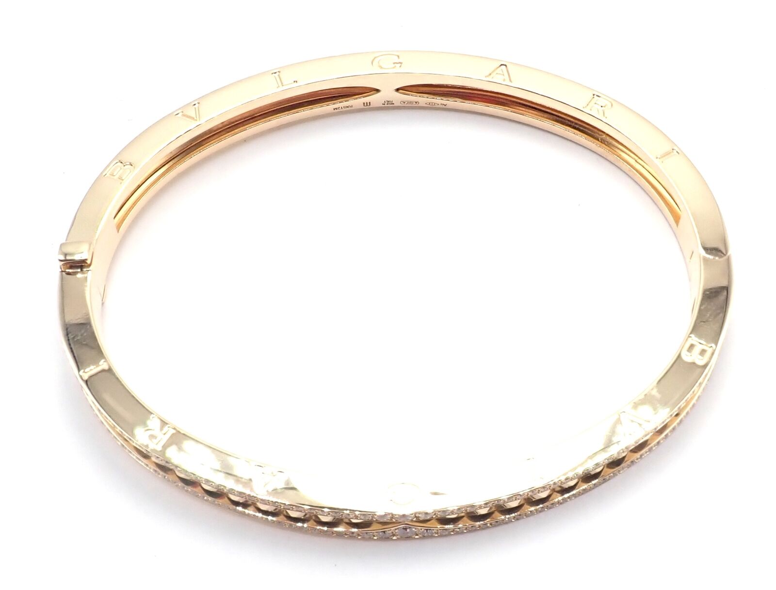 Authentic! Bulgari Bvlgari B.Zero1 Rock 18k Yellow Gold Diamond Bangle Bracelet | Fortrove