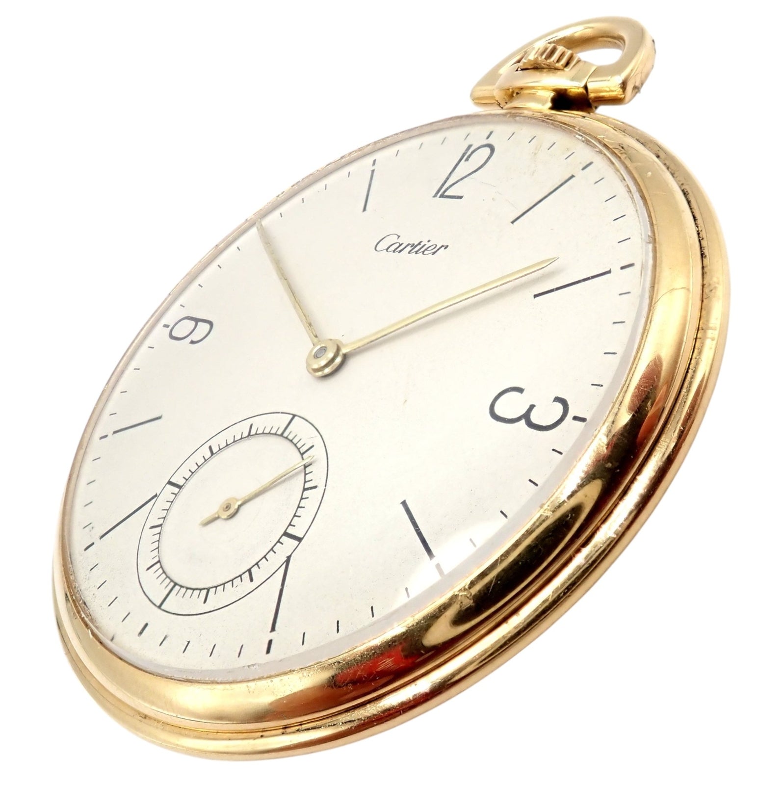IWC International Watch Co. Cartier 18k Yellow Gold 19s Thin Pocket Watch 1940's | Fortrove
