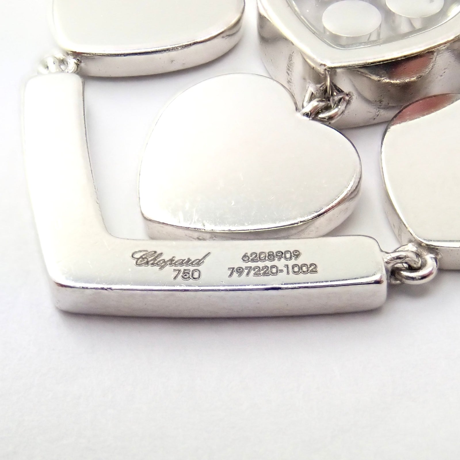 Authentic! Chopard 18k White Gold Large Double Happy Hearts Diamond Necklace | Fortrove