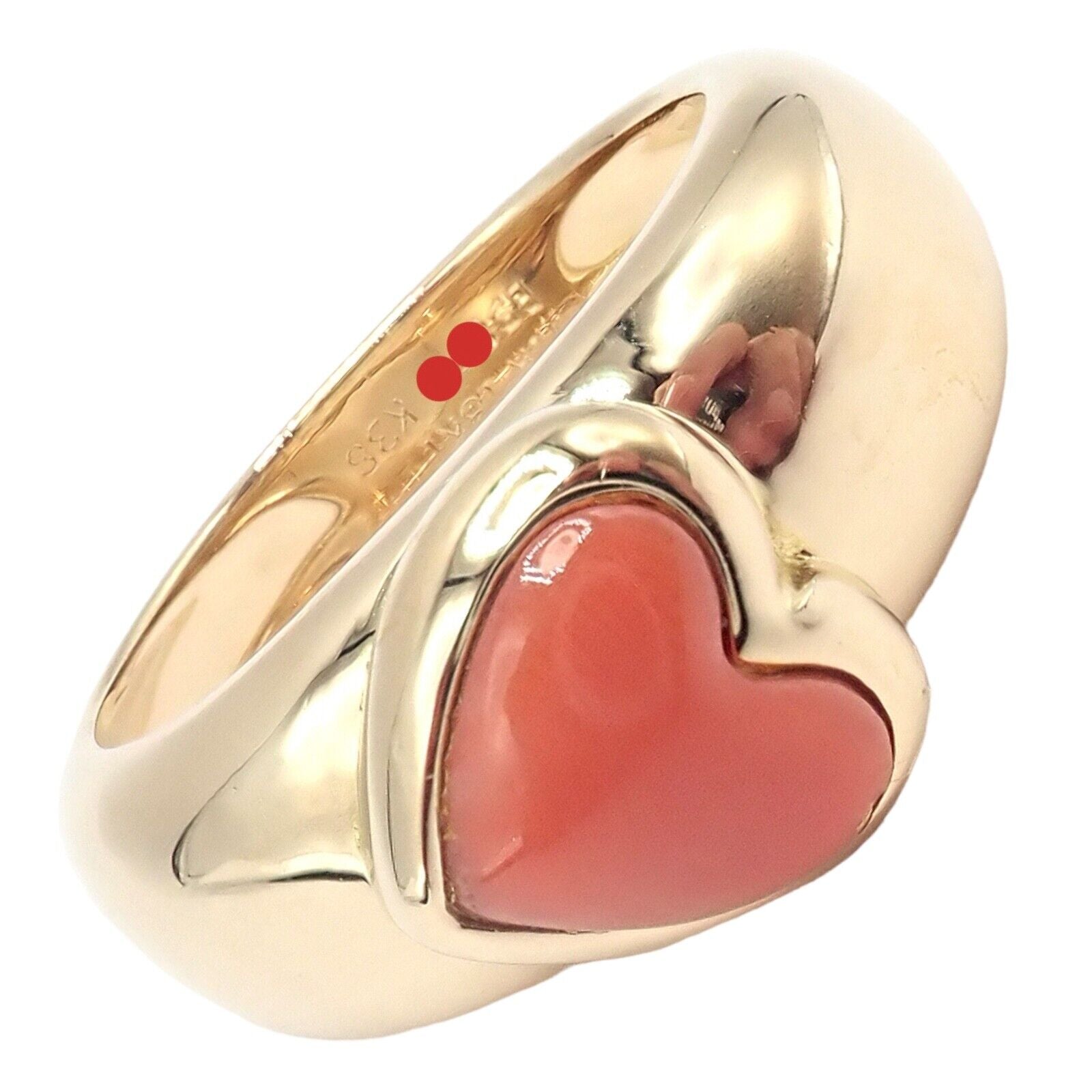 Rare! Authentic Van Cleef & Arpels 18k Yellow Gold Coral Heart Ring sz 4.5 | Fortrove