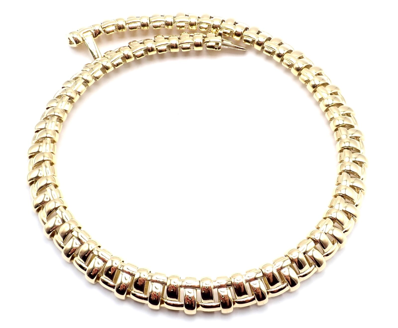Authentic! Tiffany & Co Vannerie 18k Yellow Gold Basket Weave Necklace 2002 | Fortrove