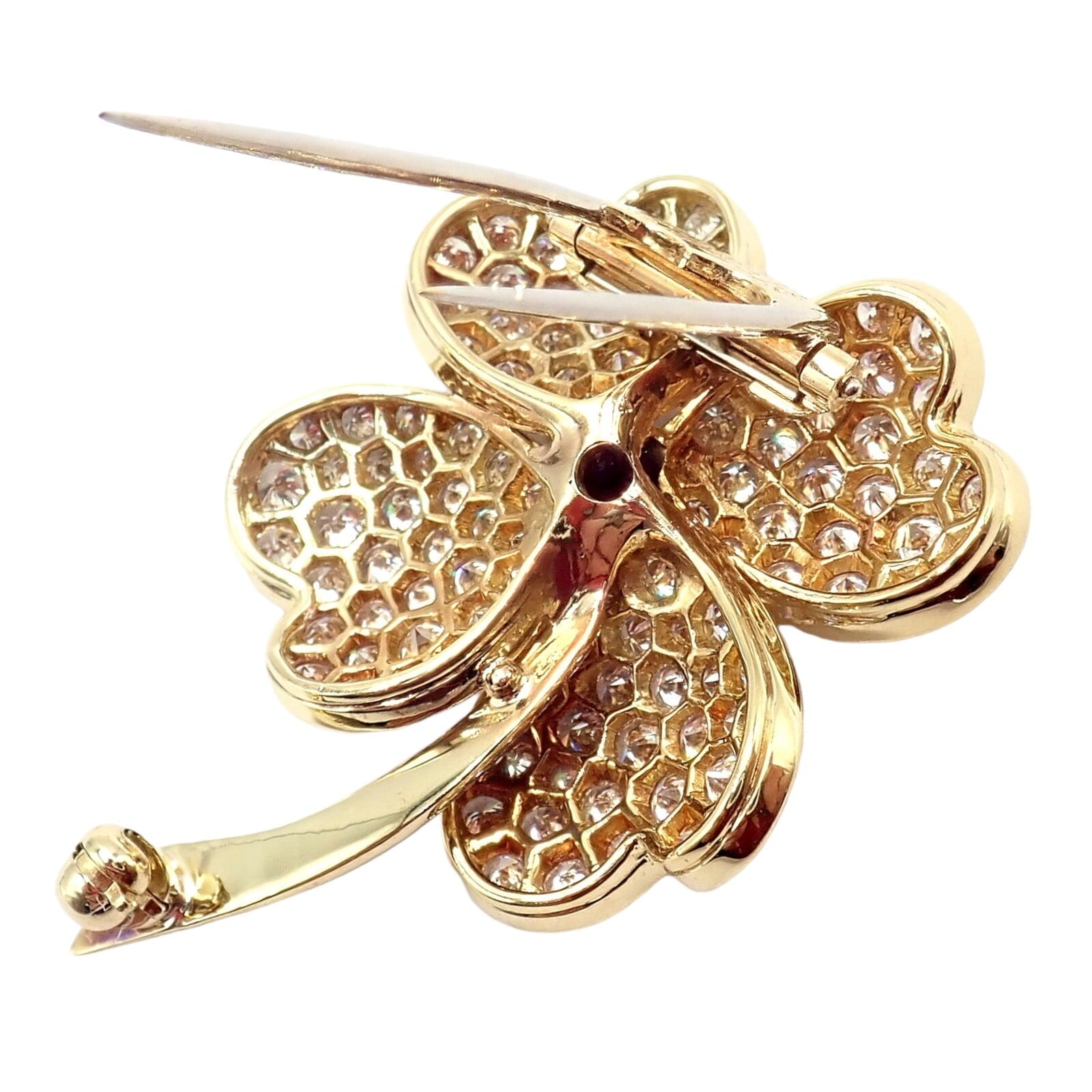 Van Cleef & Arpels Jewelry & Watches:Fine Jewelry:Brooches & Pins Vintage! Van Cleef & Arpels Cosmos 18k Yellow Gold Diamond Ruby Brooch Pendant