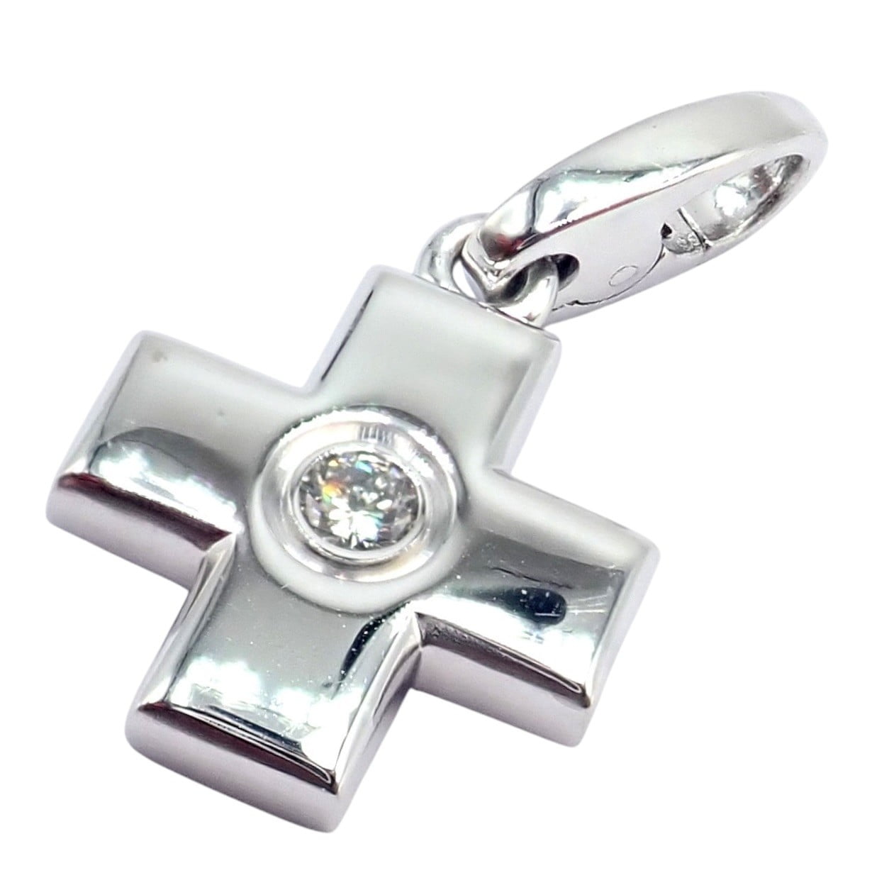 Cartier Jewelry & Watches:Fine Jewelry:Necklaces & Pendants Authentic! Cartier 18k White Gold Diamond Small Cross Charm Pendant