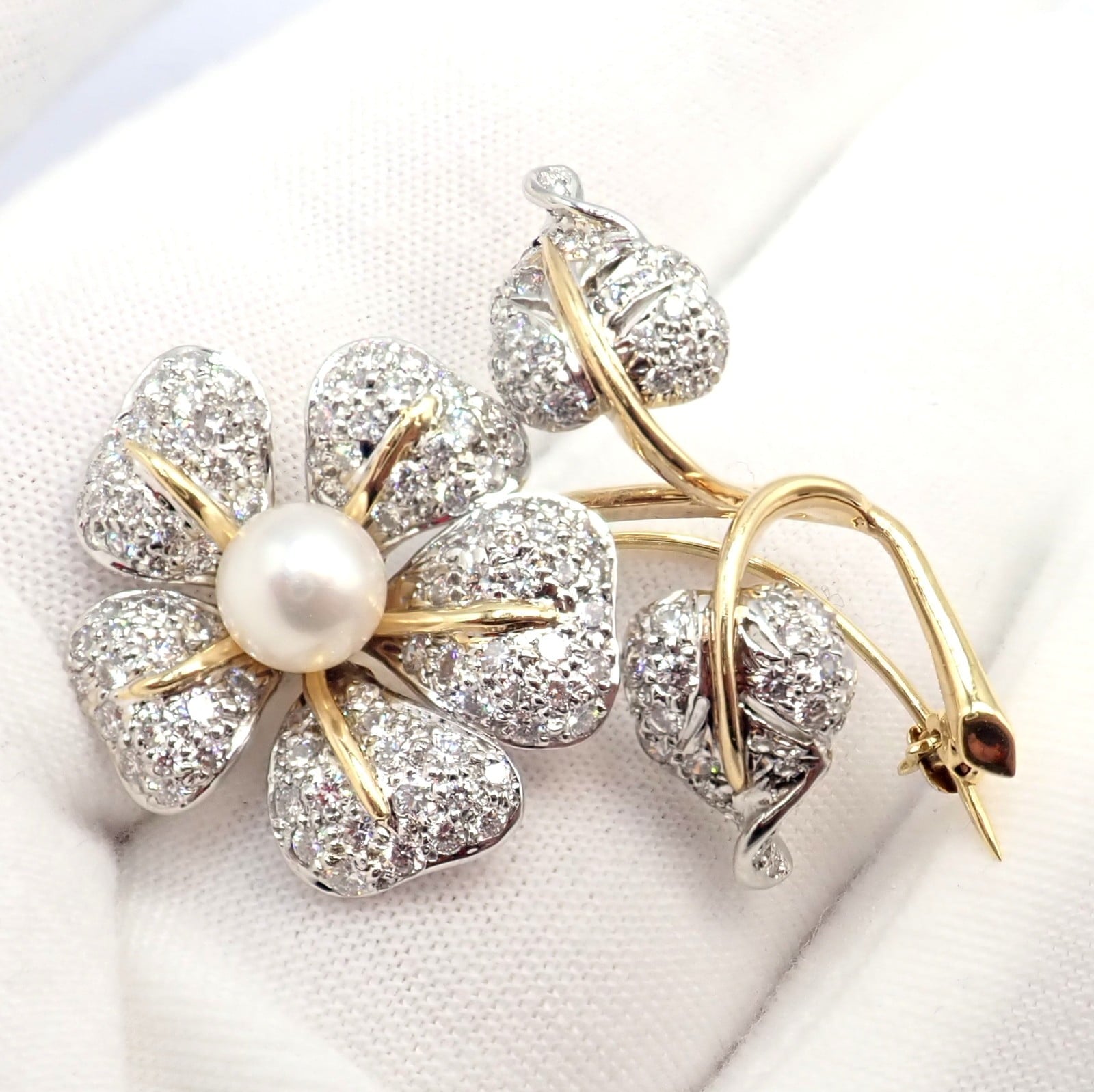 Tiffany & Co. Jewelry & Watches:Fine Jewelry:Brooches & Pins Vintage! Tiffany & Co 18k Yellow Gold Platinum Diamond Pearl Pin Brooch