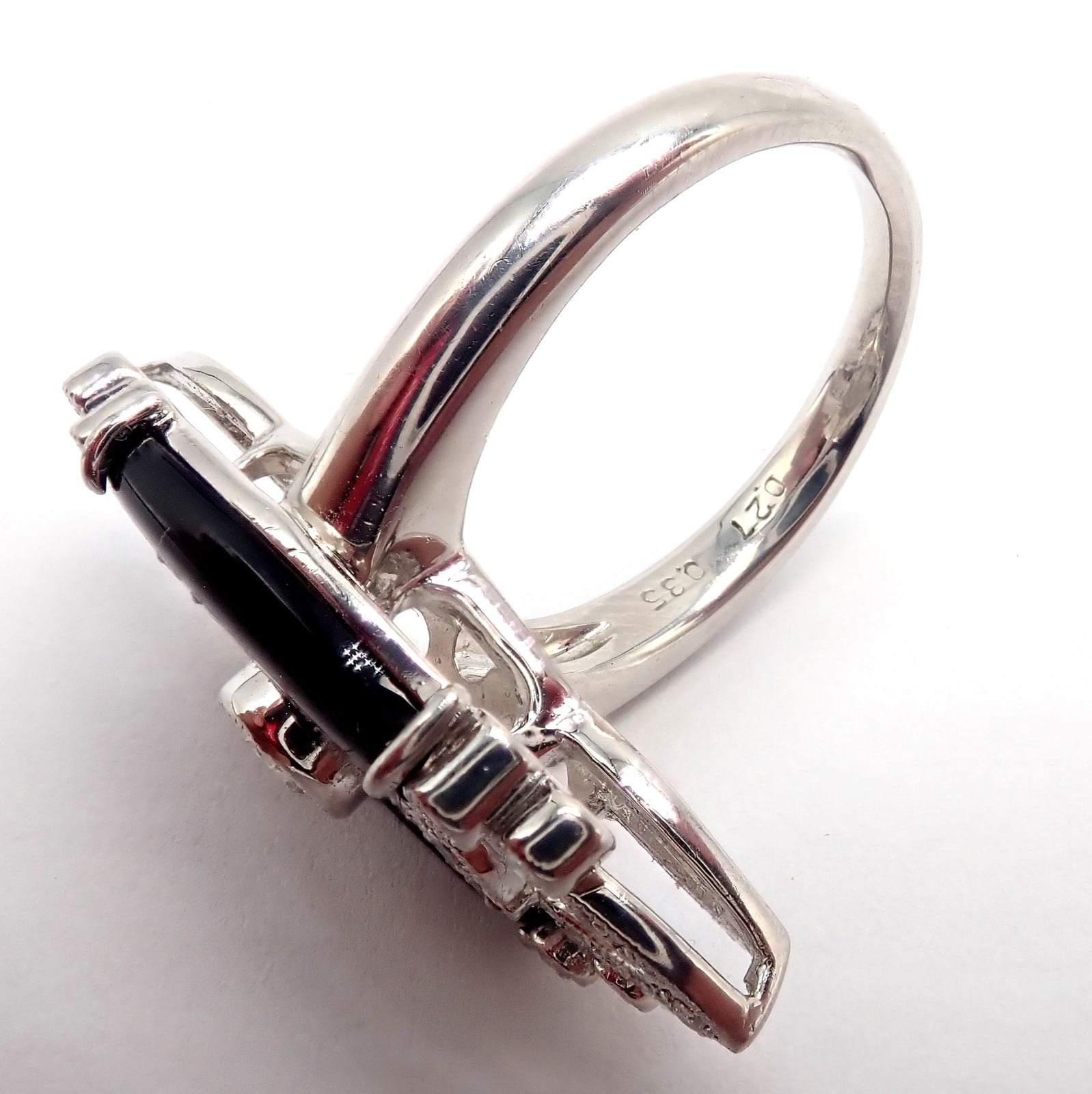 Estate Jewelry & Watches:Vintage & Antique Jewelry:Rings Vintage Estate Platinum Diamond 0.62ctw Onyx Ring sz 7.5