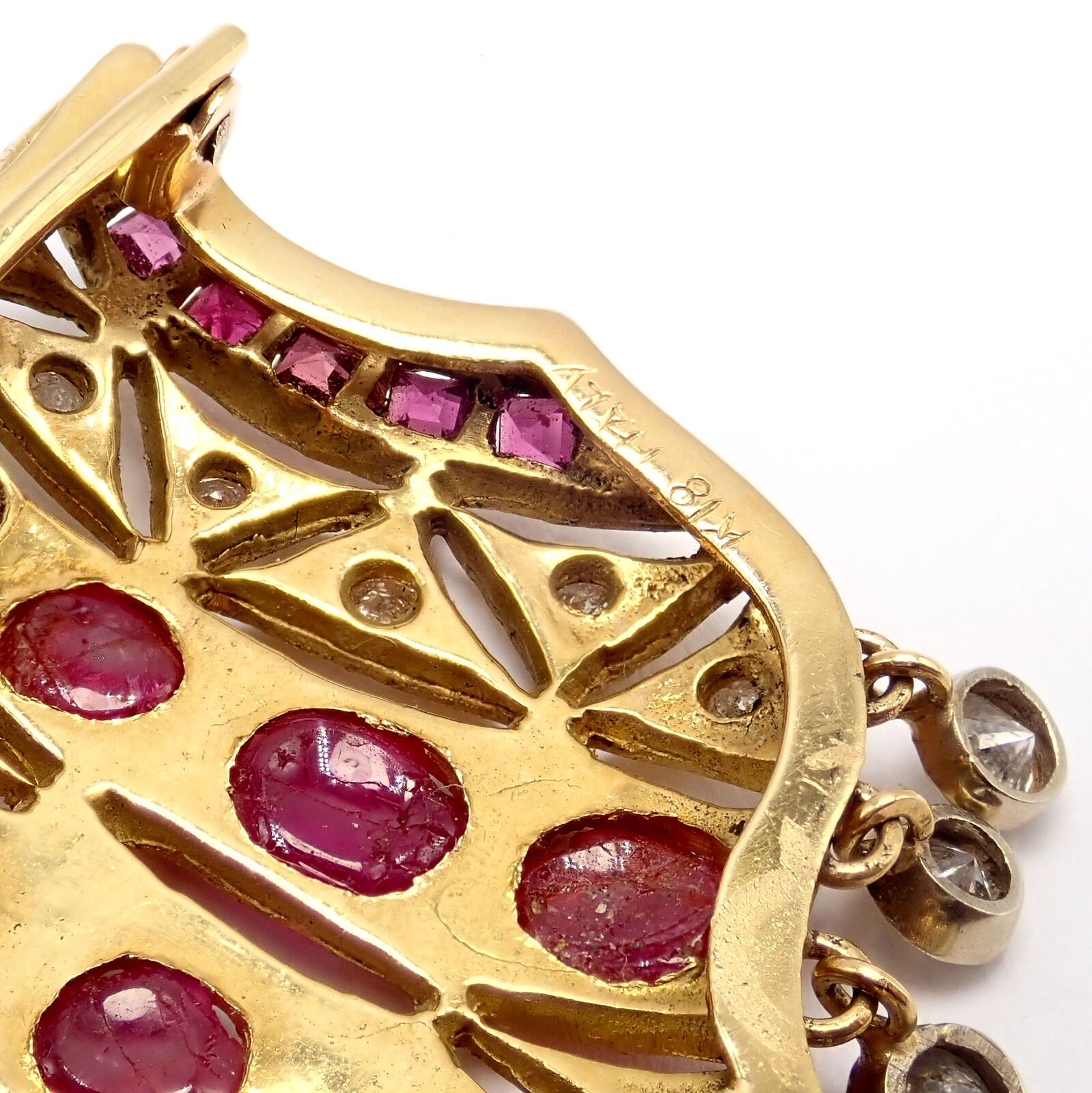 Rare! Ethel Merman Estate 18k Yellow Gold Large Blackamoor Diamond Ruby Brooch | Fortrove