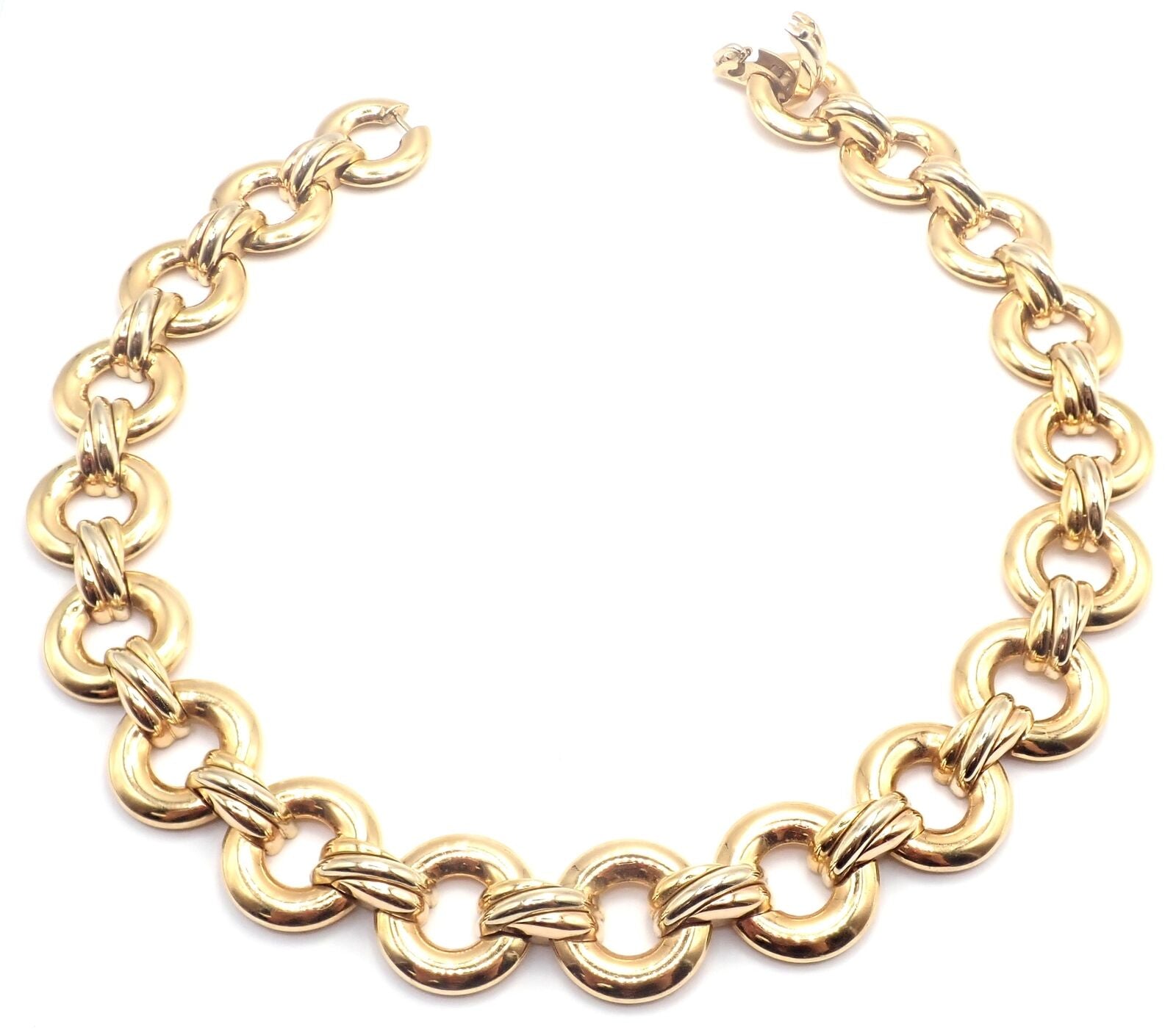 Authentic! Vintage Cartier Trinity 18k Multi Color Gold Round Link Necklace 1996 | Fortrove