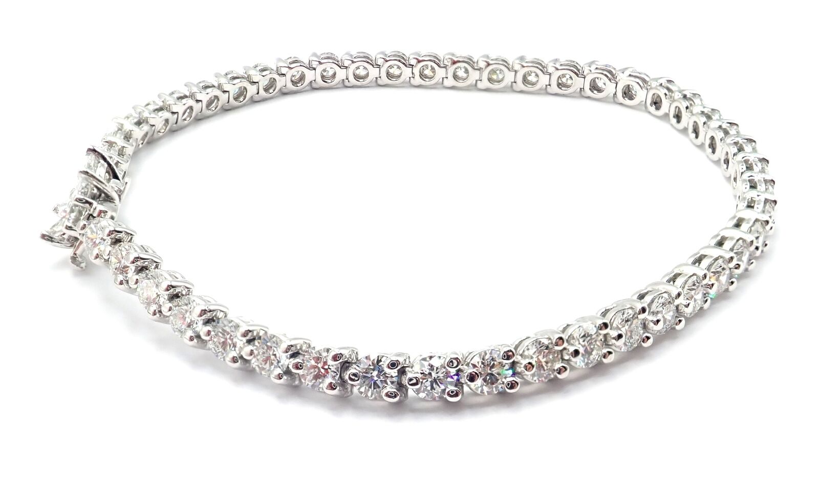 Authentic! Tiffany & Co Victoria Platinum 4.49ct Diamond Line Tennis Bracelet | Fortrove