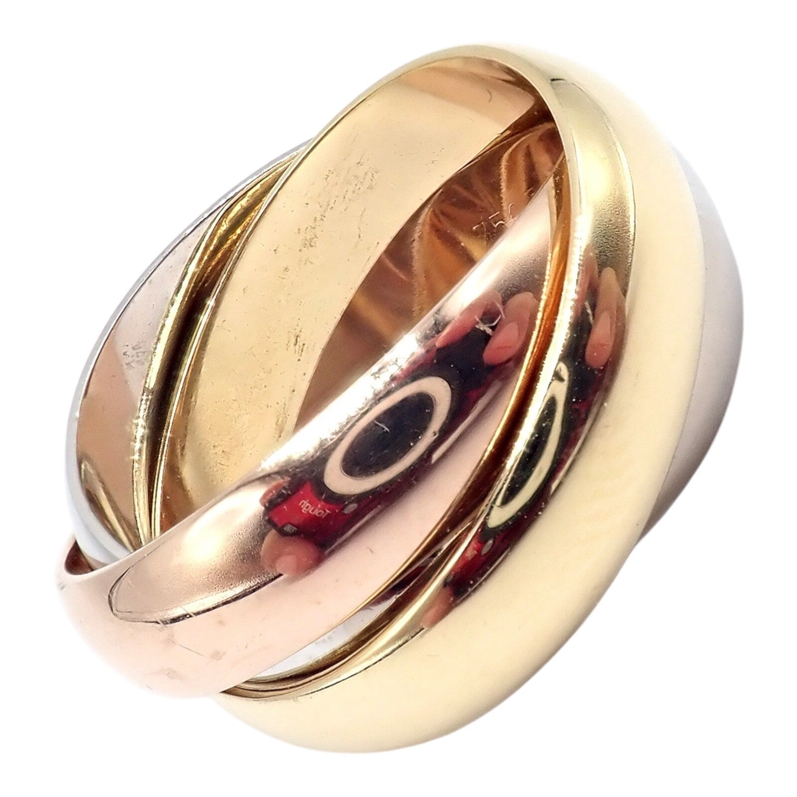 Authentic! Cartier Trinity 18k TriColor Gold Wide Band Ring + Papers sz 55 7.25 | Fortrove