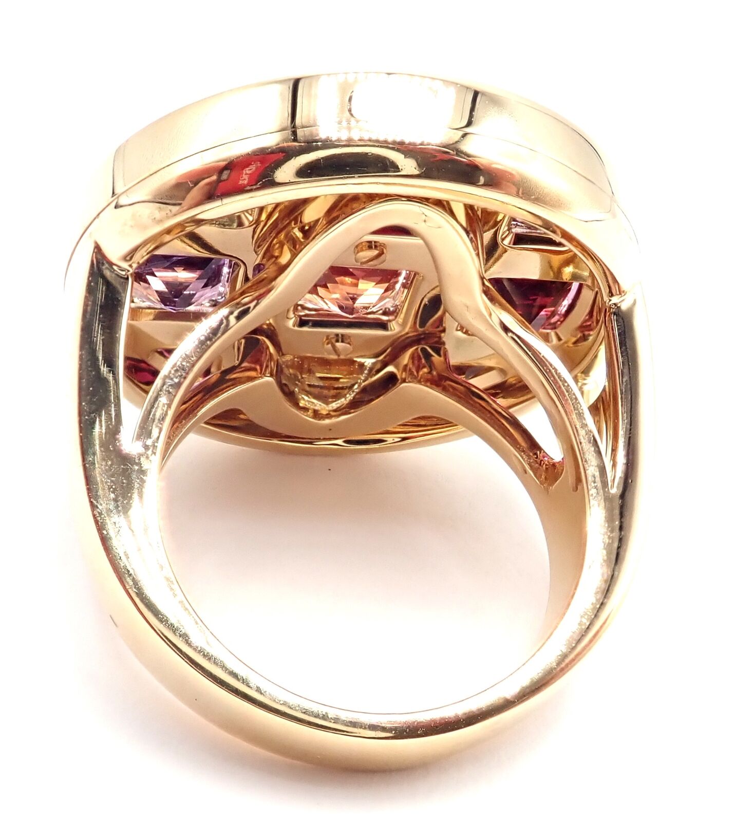 Authentic! Cartier Pasha 18k Yellow Gold Amethyst Citrine Garnet Tourmaline Ring | Fortrove