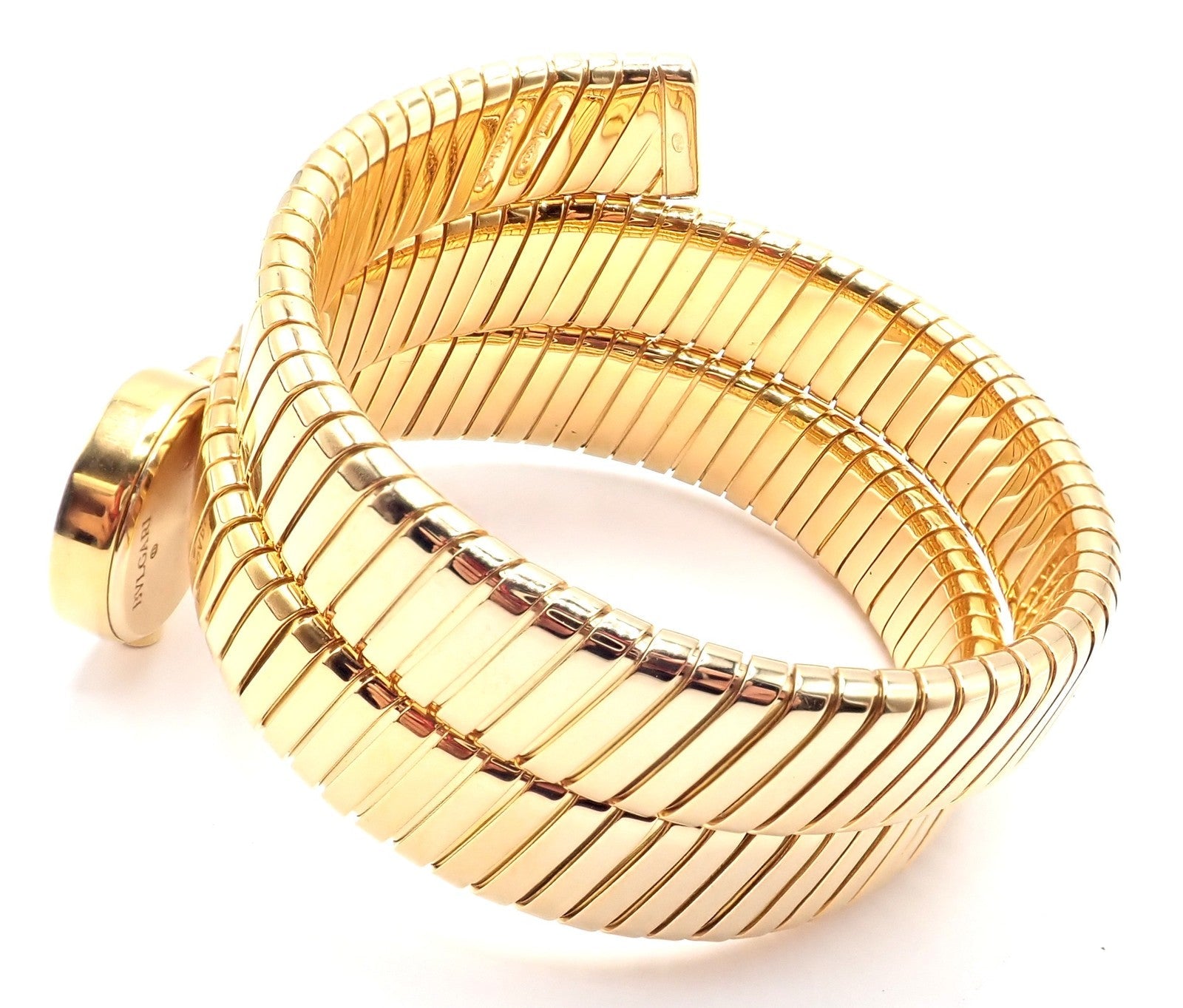 Authentic! Bulgari 18k Yellow Gold Tubogas Serpent Snake Bracelet Watch | Fortrove