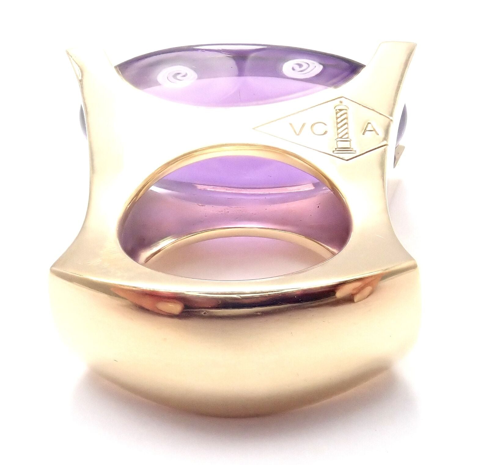 Authentic Van Cleef & Arpels 18k Yellow Gold Diamond Large Amethyst Ring | Fortrove