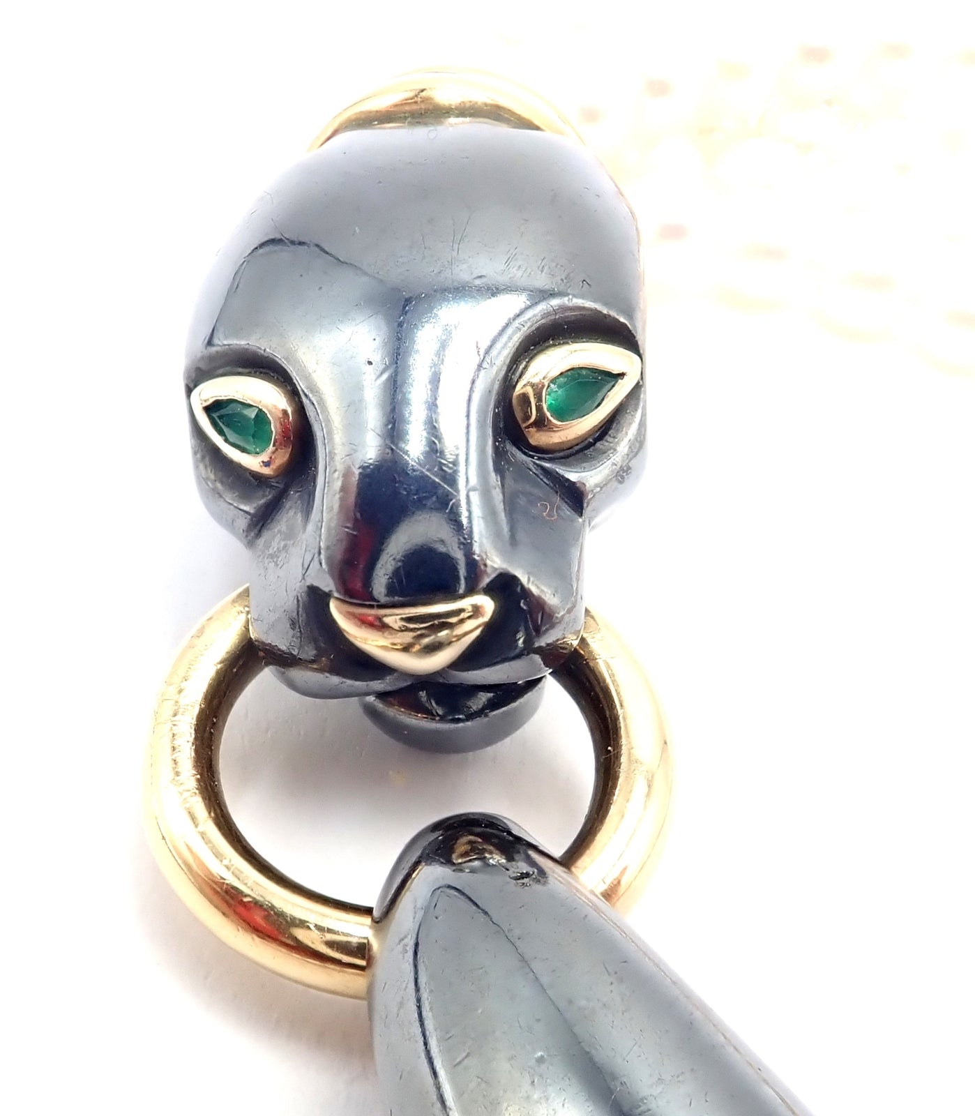 Panthere de Cartier Panther 18k Yellow Gold & Silverium Pearl Emerald Bracelet | Fortrove