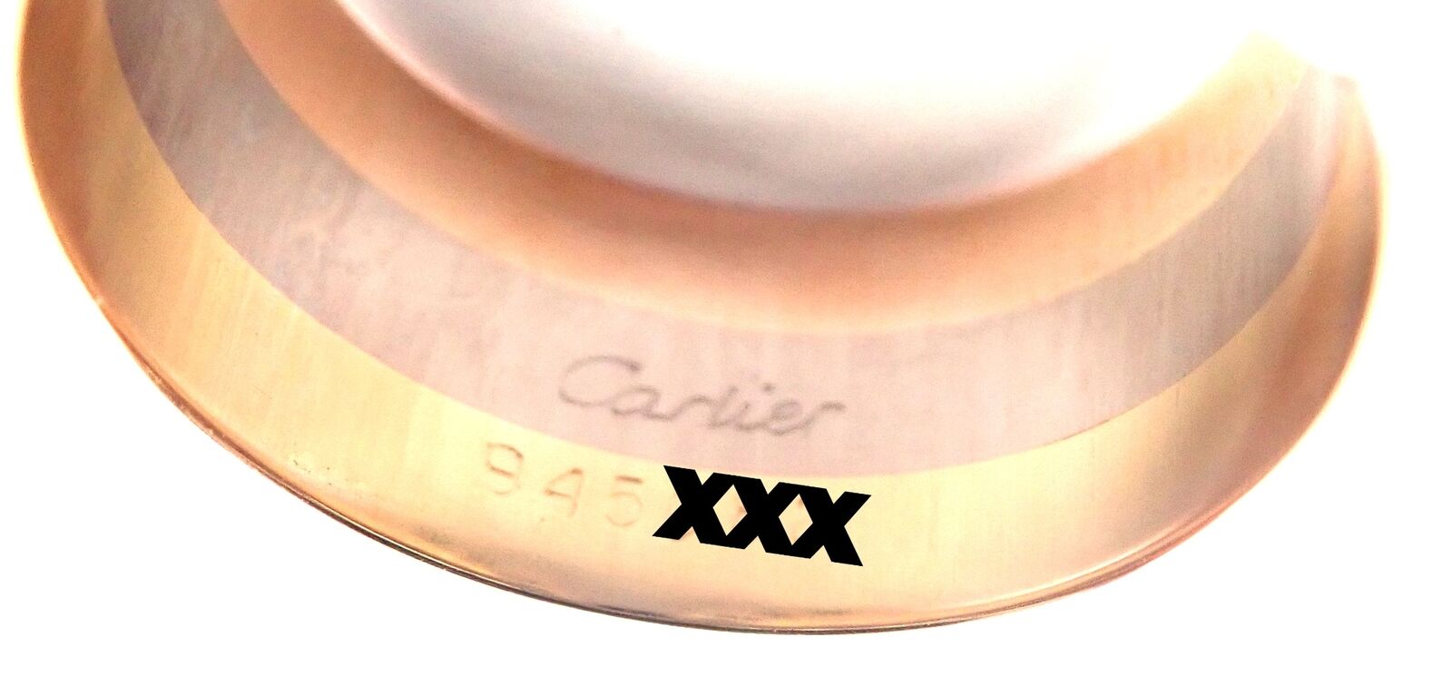 Authentic! Cartier Diamond Double C 18k Tri-Color Gold Band Ring Size 52 US 6 | Fortrove