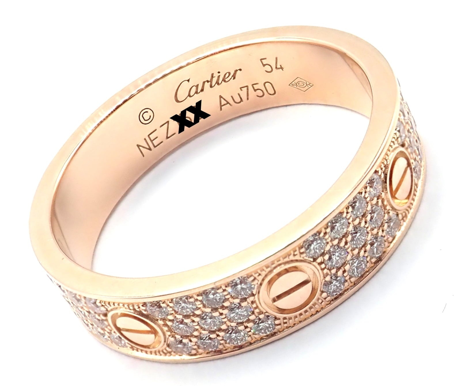 Cartier Jewelry & Watches:Fine Jewelry:Rings Authentic! Cartier Love 18k Rose Gold Diamond Paved Ring Size 54 US 6 3/4