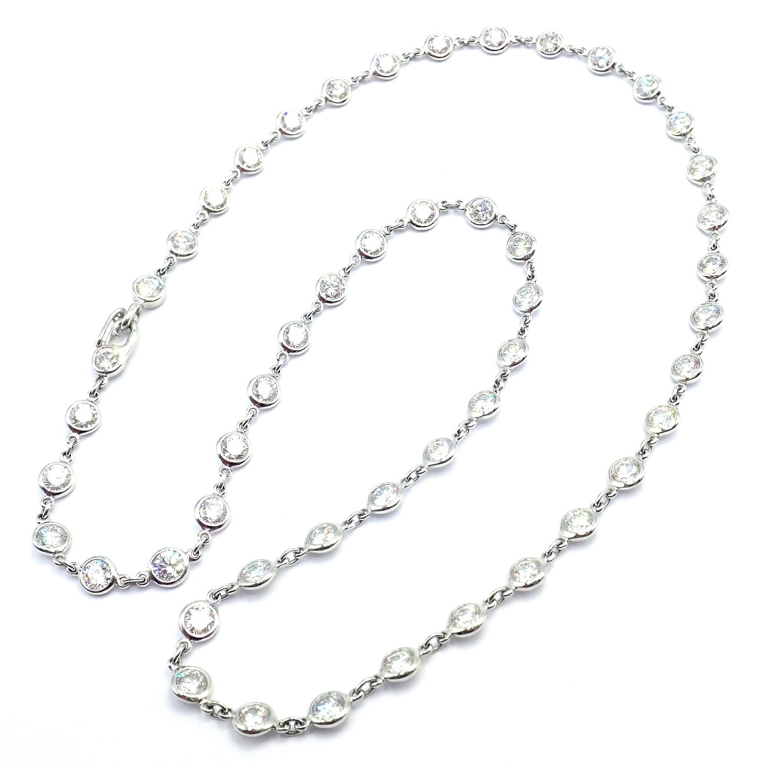 Authentic! Tiffany & Co Peretti Platinum Diamonds By The Yard Necklace $60,000 | Fortrove