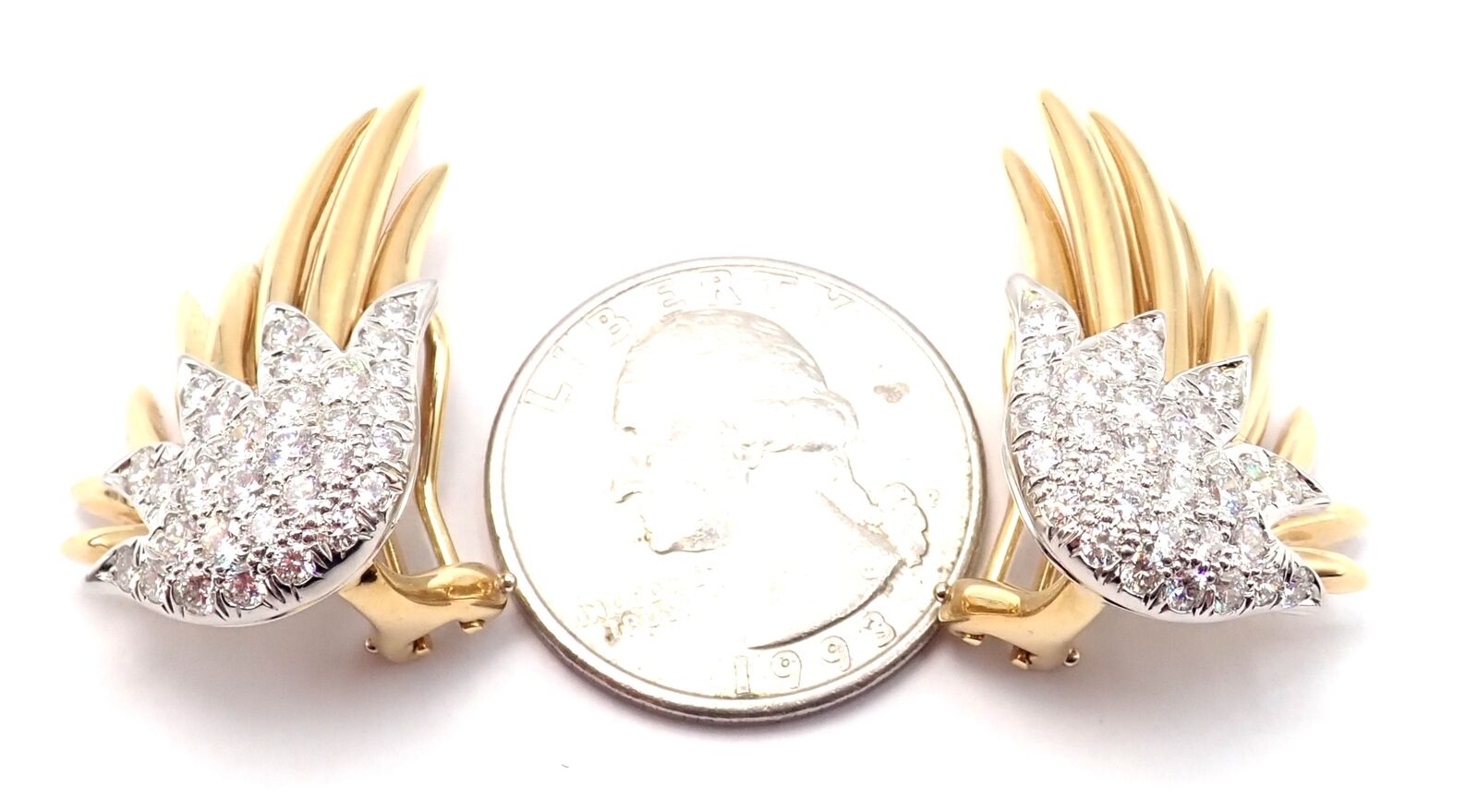 Authentic! Tiffany & Co Schlumberger Flame 18k Gold Platinum Diamond Earrings | Fortrove