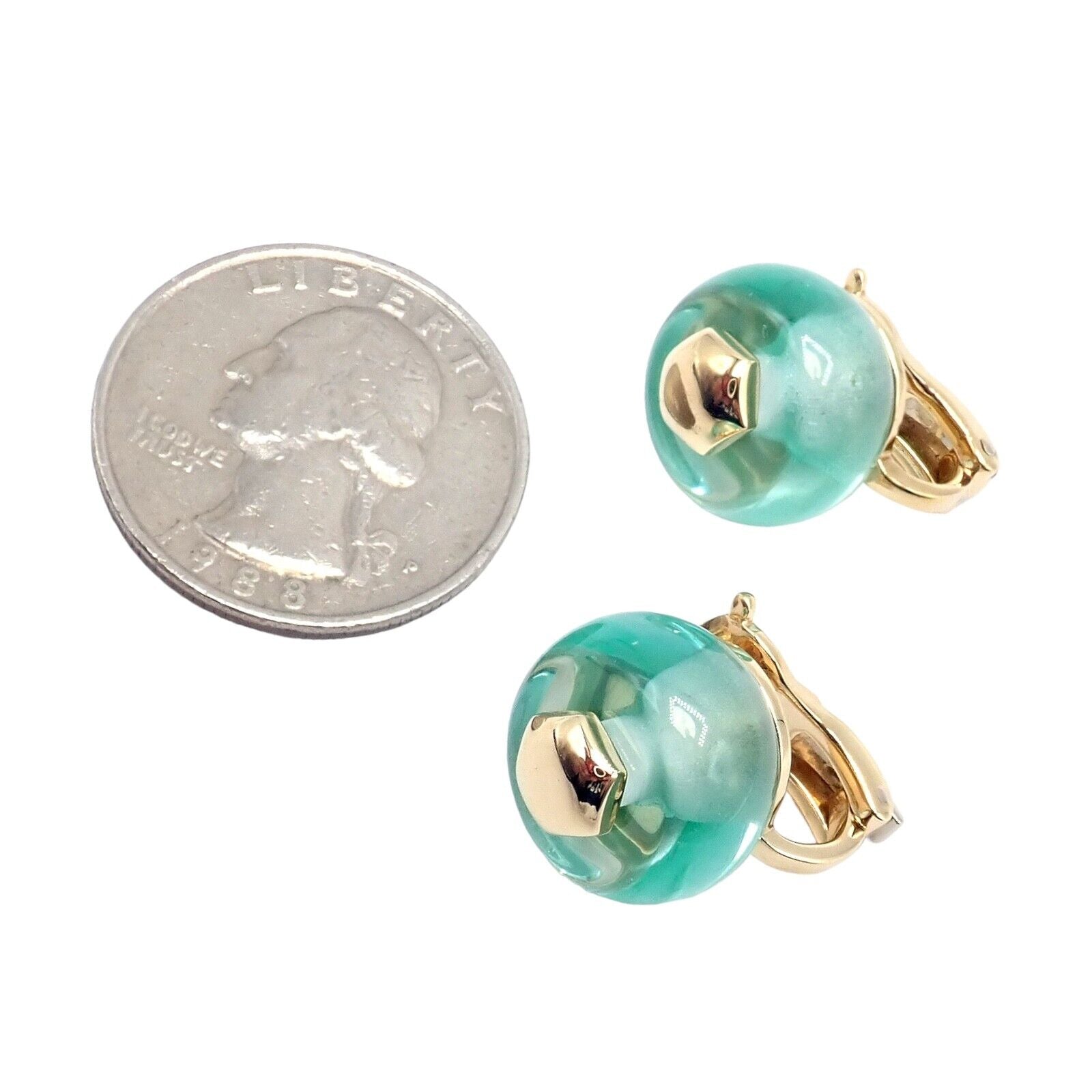 Authentic! Vintage Marina B 18k Yellow Gold Pneu Crystal Earrings | Fortrove